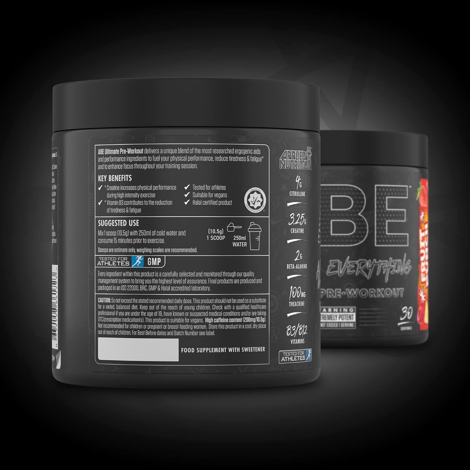 پودر پری‌ورک‌اوت اپلاید نوتریشن مدل ABE All Black Everything، 30 سروینگ، طعم پانچ میوه