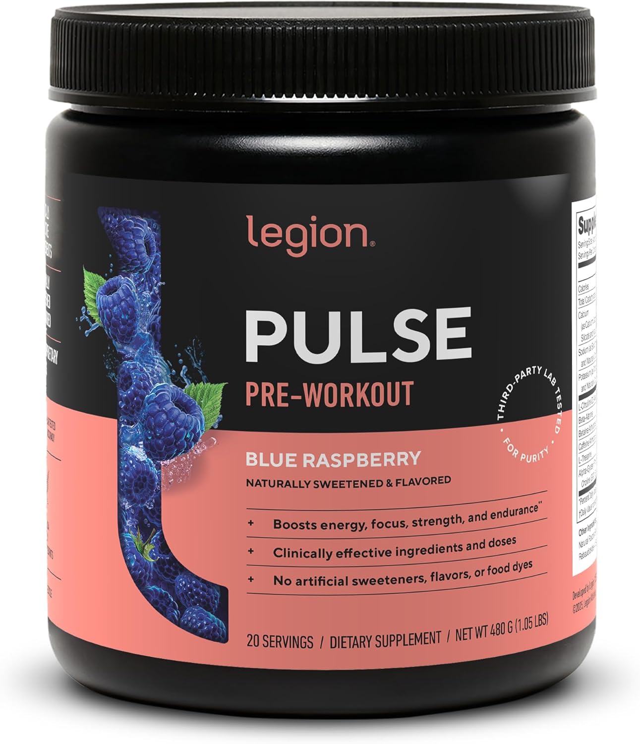 نوشیدنی پری‌ورک‌اوت لژیون مدل Pulse، طعم تمشک آبی