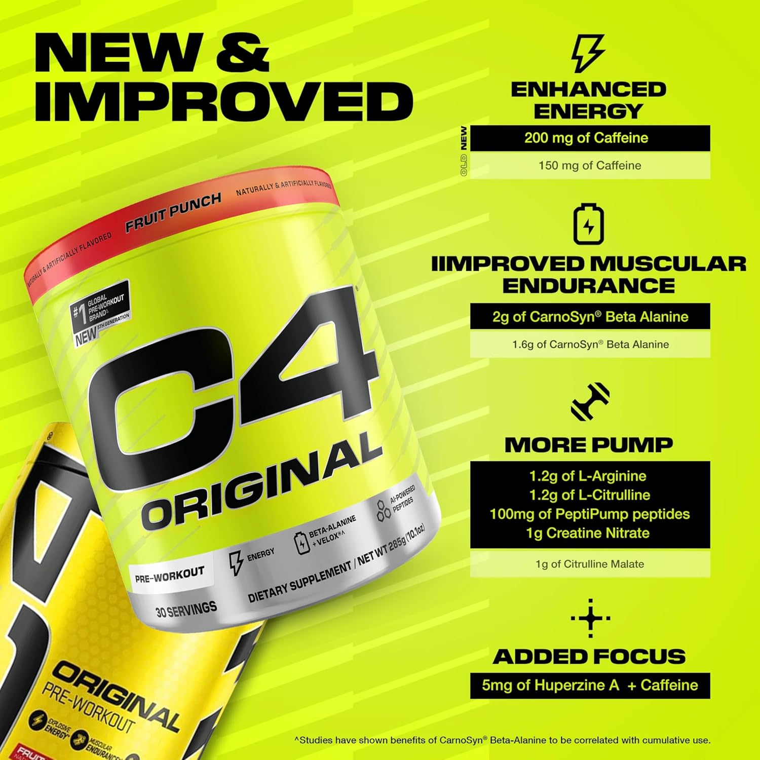 نوشیدنی پری‌ورک‌اوت سلکور مدل C4 Original، 30 سروینگ، طعم پانچ میوه