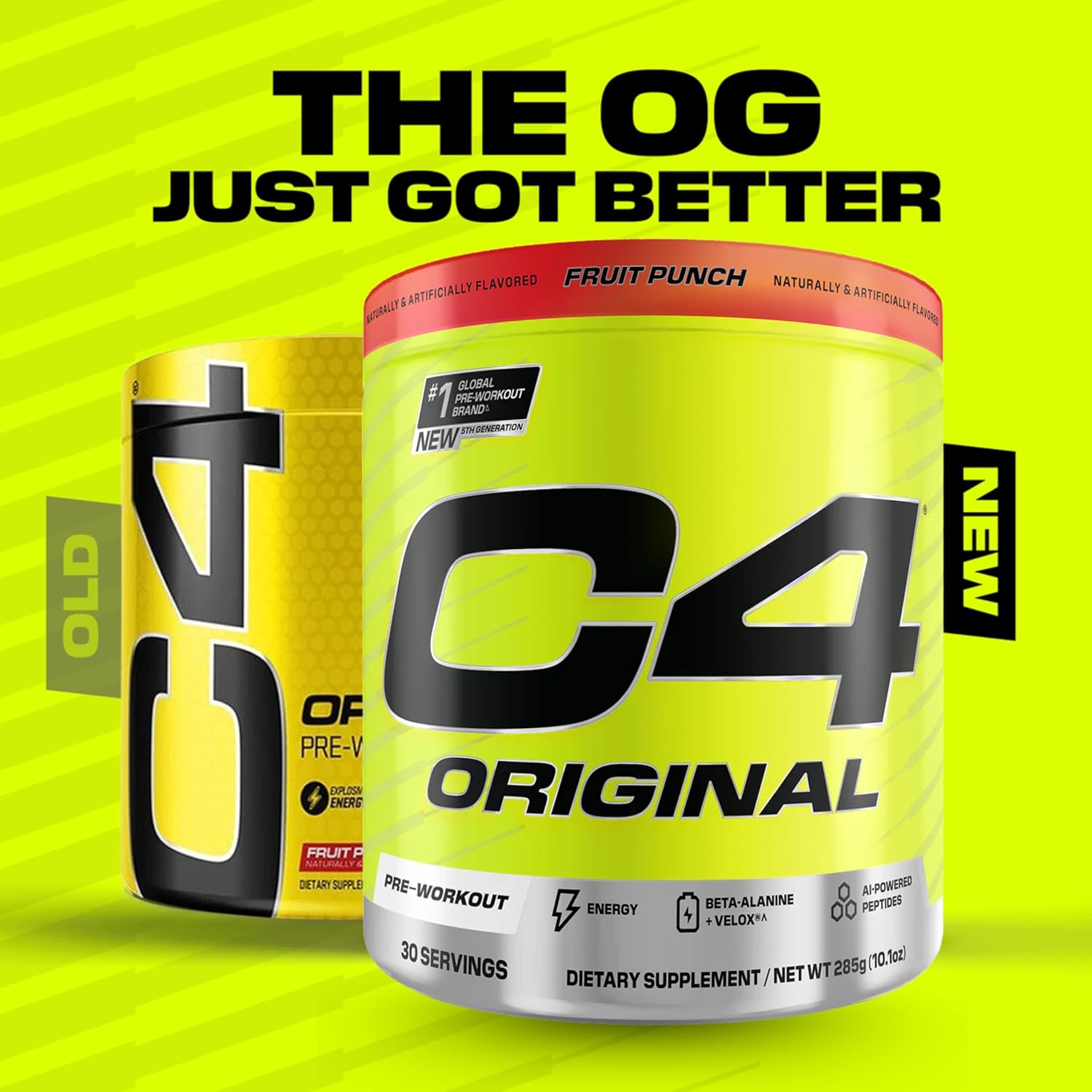 نوشیدنی پری‌ورک‌اوت سلکور مدل C4 Original، 30 سروینگ، طعم پانچ میوه