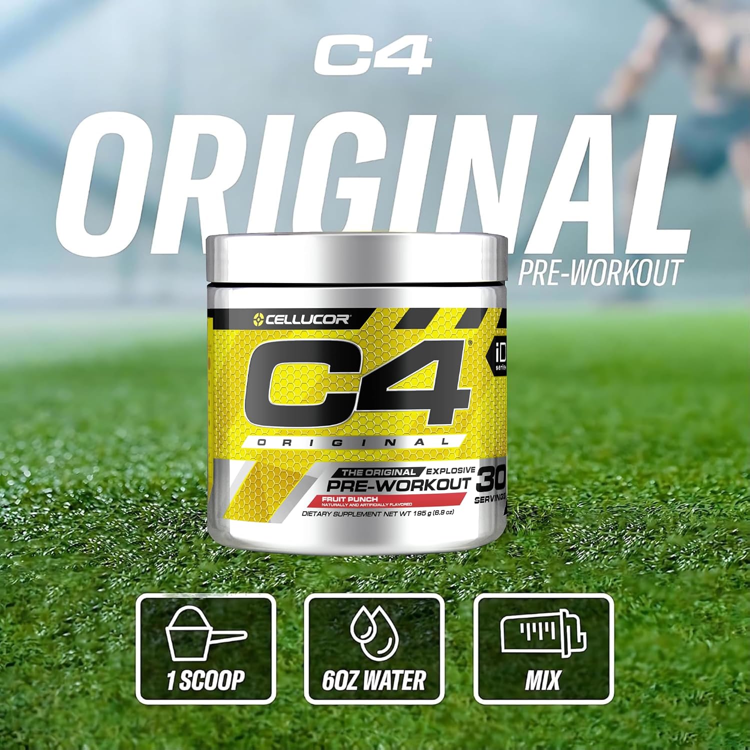 نوشیدنی پری‌ورک‌اوت سلکور مدل C4 Original، 30 سروینگ، طعم پانچ میوه