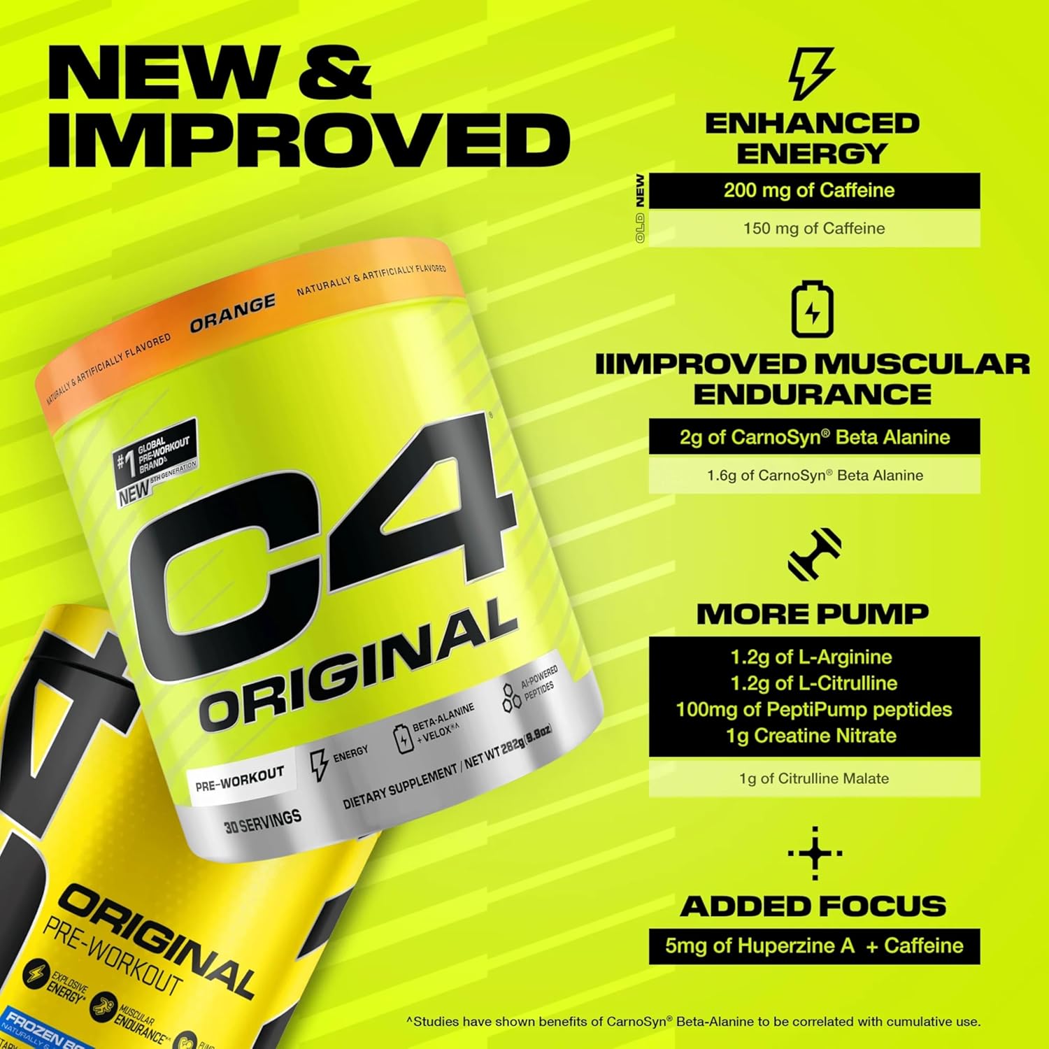 پودر پری‌ورک‌اوت سلکور مدل C4 Original، 30 سروینگ، طعم پرتقال