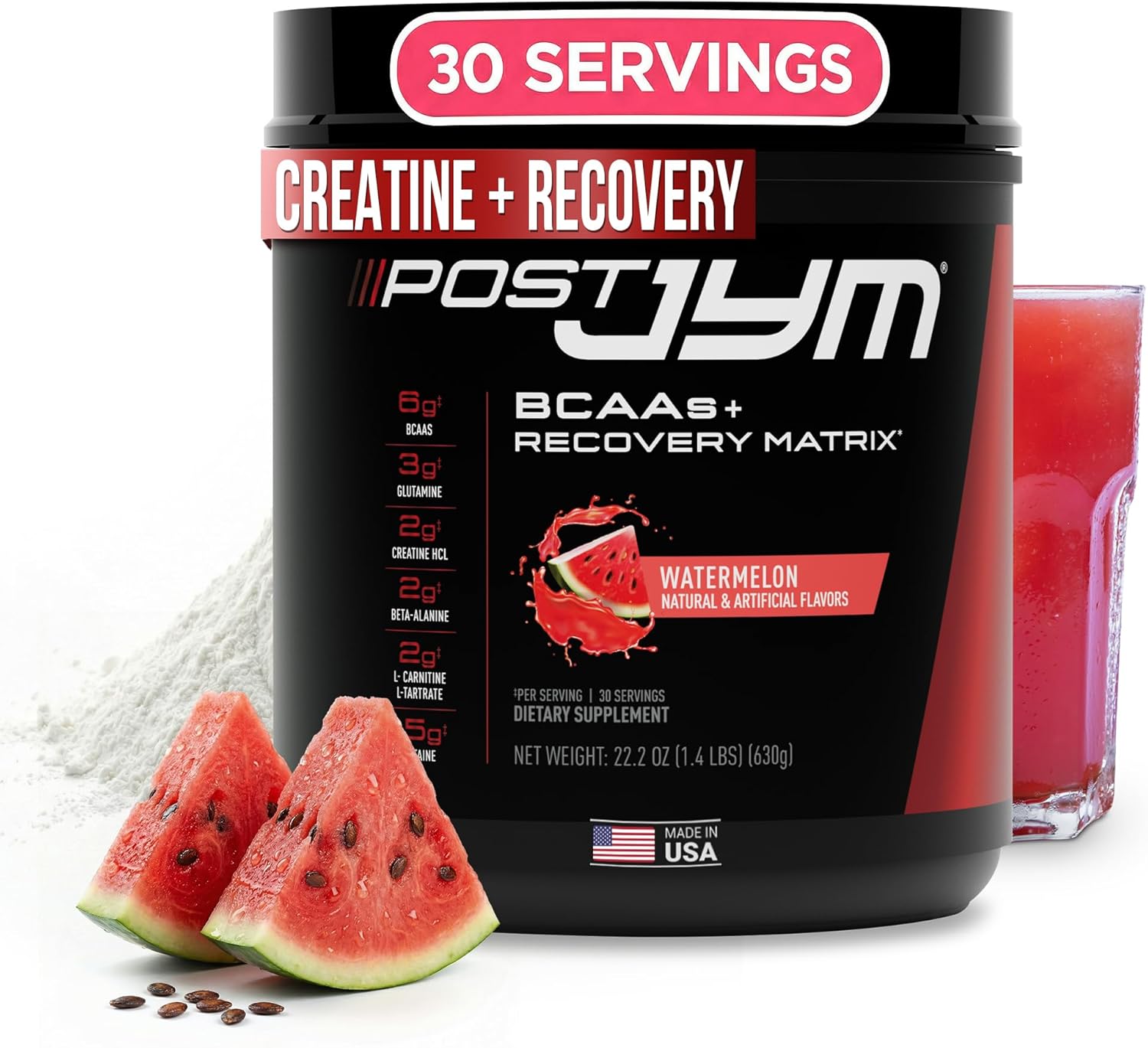 پودر بتا آلانین JYM Supplement Science مدل Post Active Matrix - Post-Workout with BCAA's، 30 سروینگ، طعم هندوانه