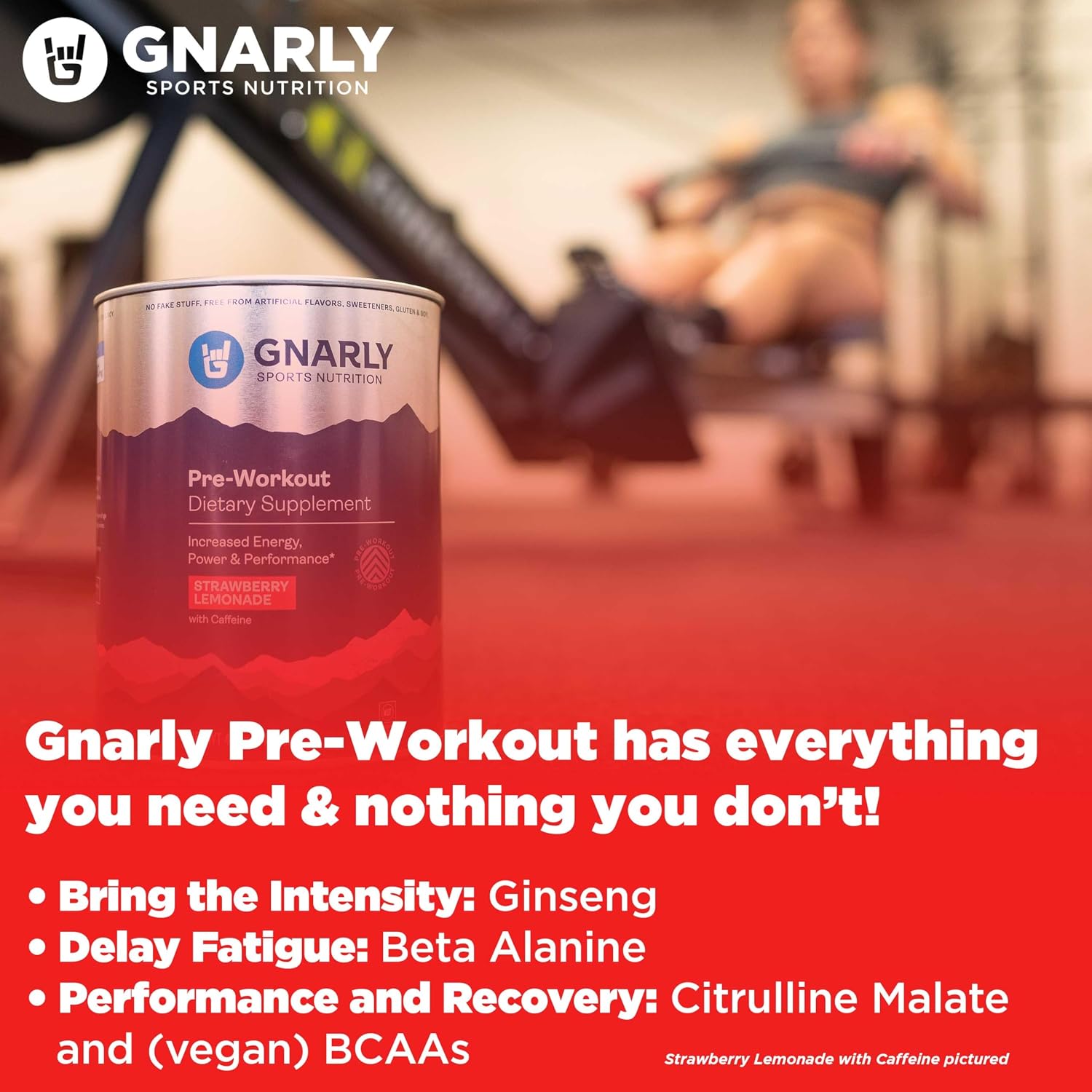 پودر پری‌ورک‌اوت Gnarly Nutrition، 14.82 اونس، 30 سروینگ، طعم توت‌فرنگی
