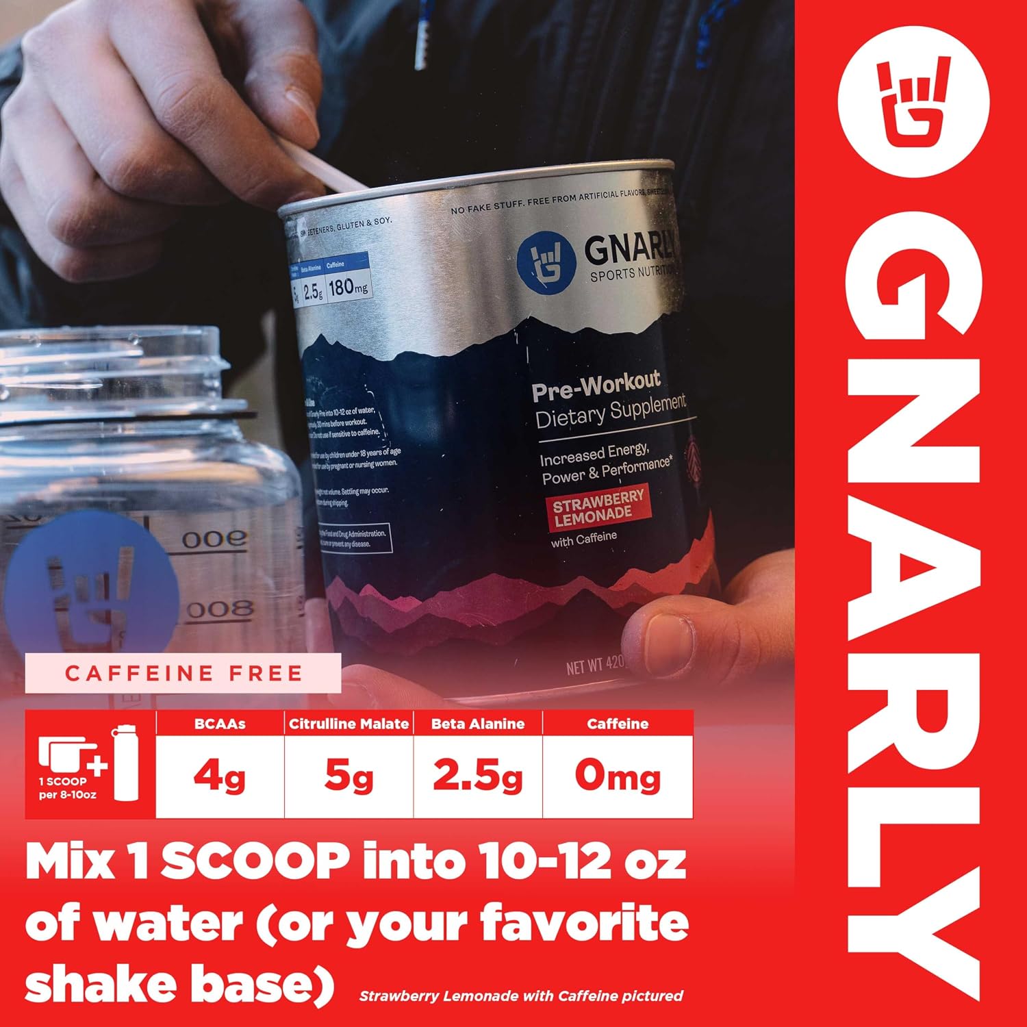 پودر پری‌ورک‌اوت Gnarly Nutrition، 14.82 اونس، 30 سروینگ، طعم توت‌فرنگی