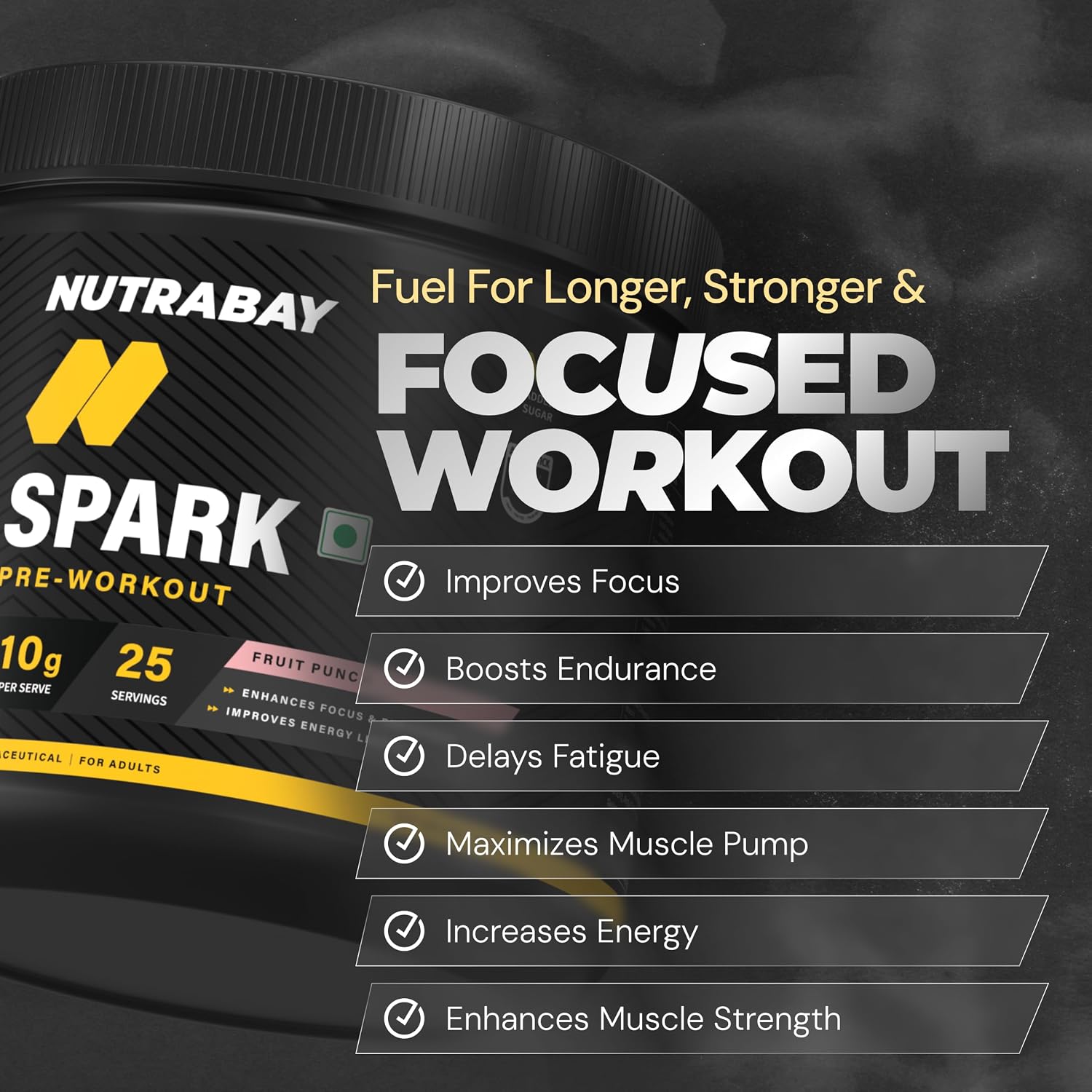 پودر پری‌ورک‌اوت نوتری‌بی مدل Gold Spark، 250 گرم، طعم پانچ میوه