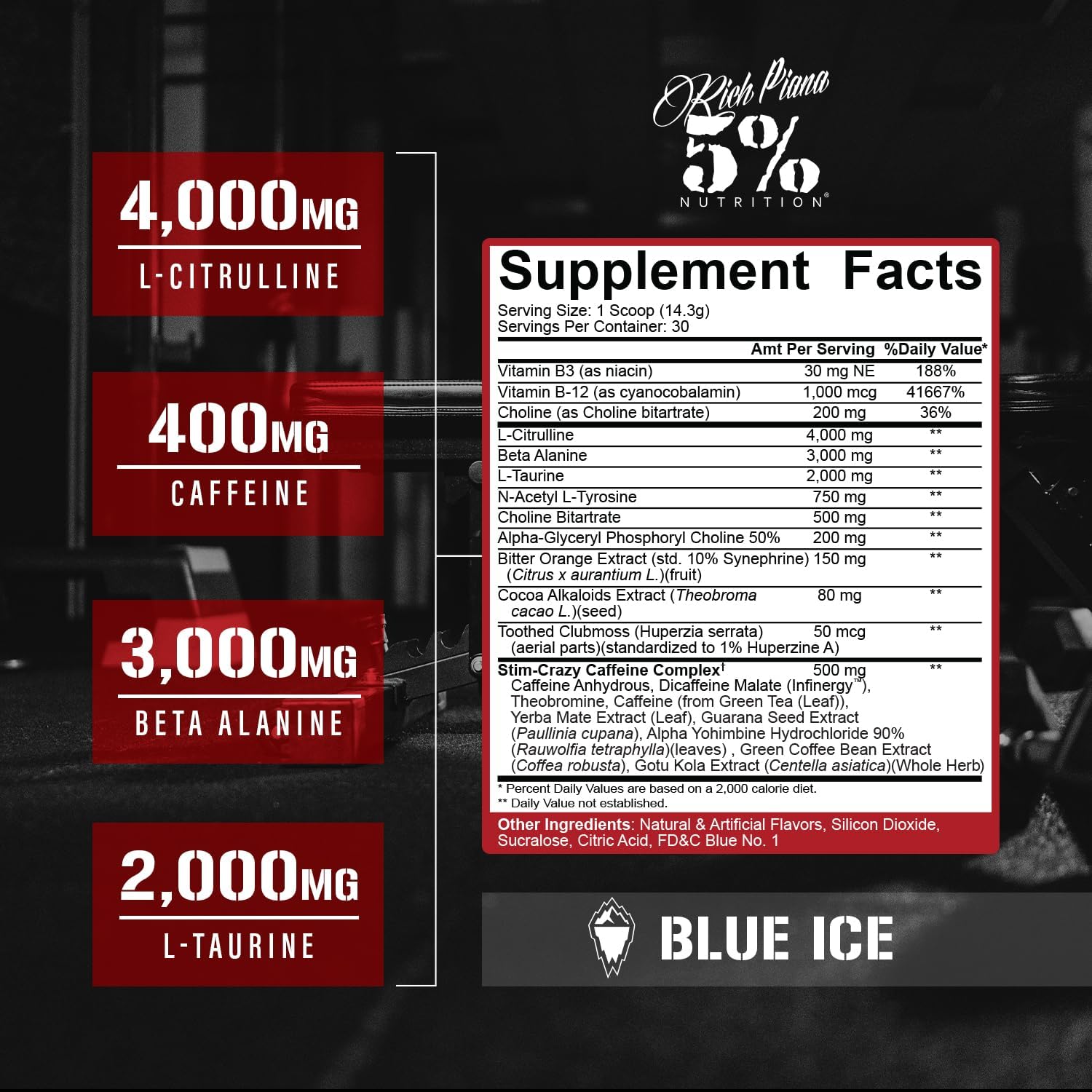 پودر پری‌ورک‌اوت 5% Nutrition مدل Rich Piana 5150 High Stim