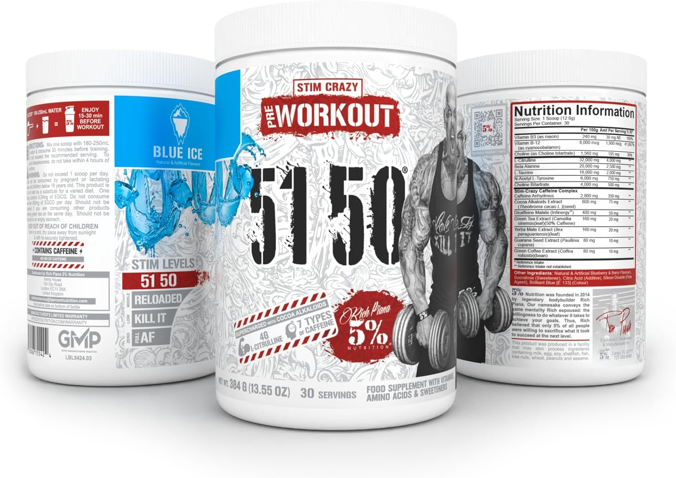 پودر پری‌ورک‌اوت 5% Nutrition مدل Rich Piana 5150 High Stim