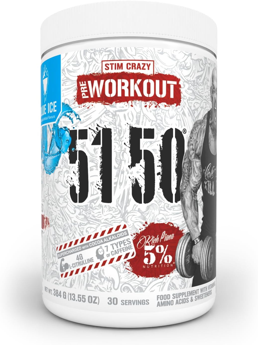 پودر پری‌ورک‌اوت 5% Nutrition مدل Rich Piana 5150 High Stim