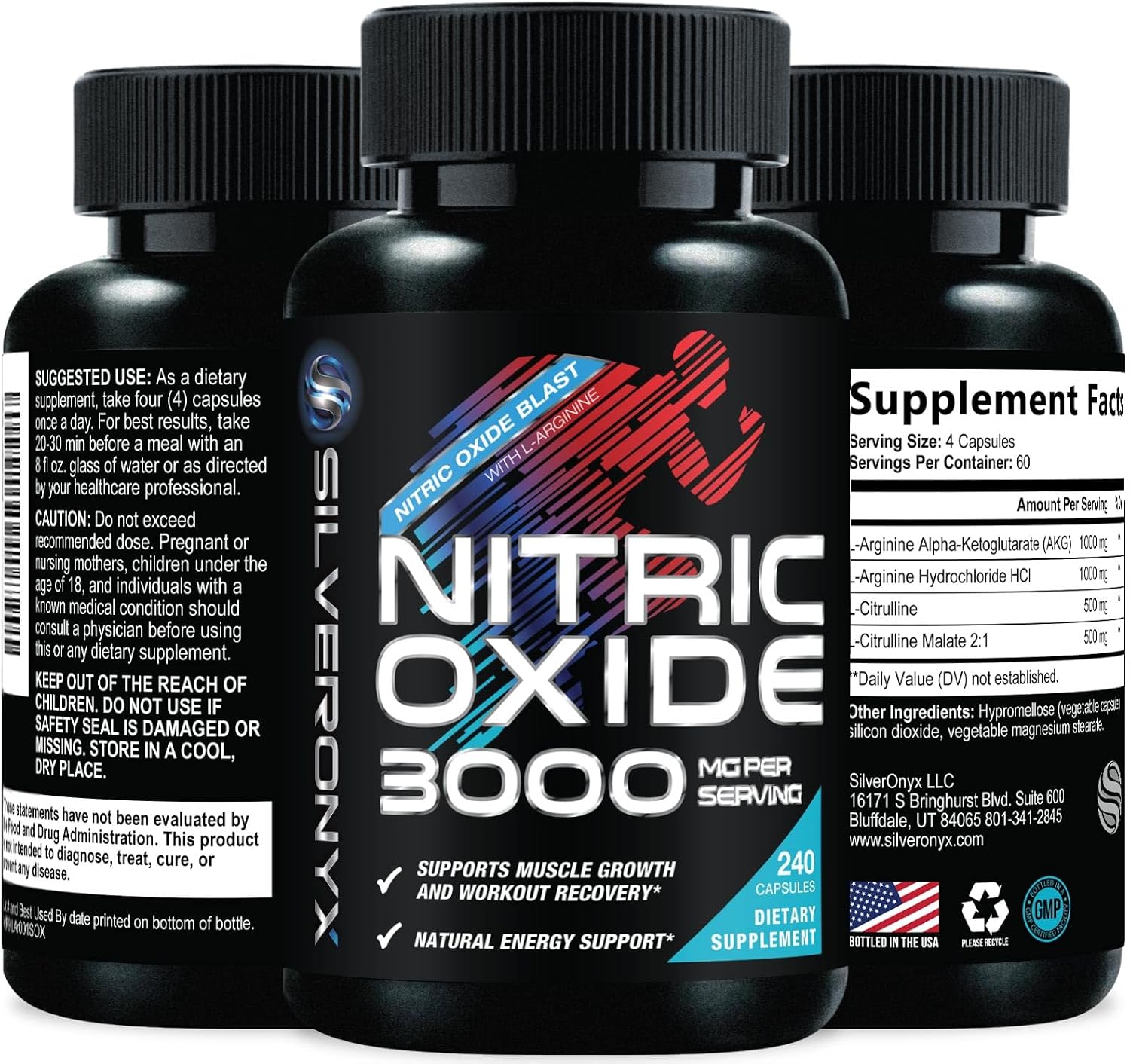 کپسول بتا آلانین SILVERONYX مدل Extra Strength Nitric Oxide، 240 کپسول