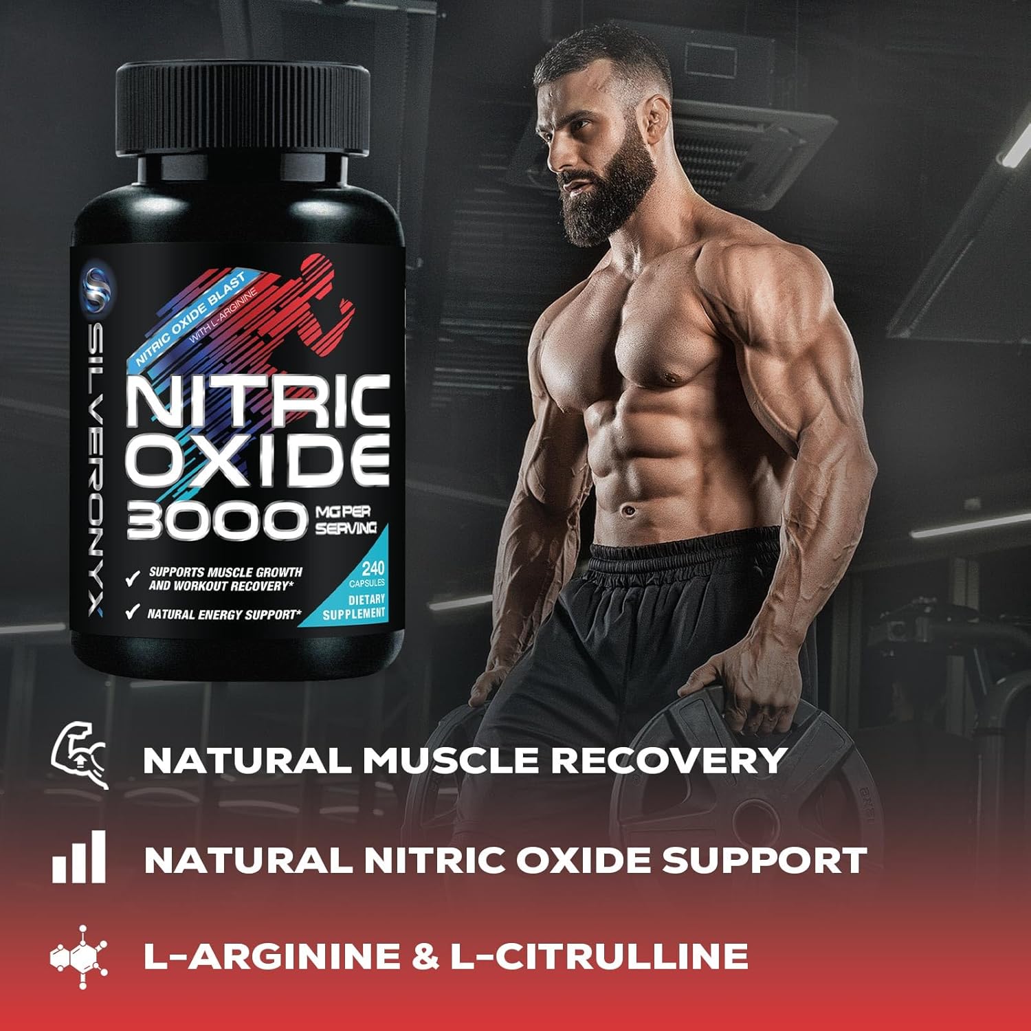 کپسول بتا آلانین SILVERONYX مدل Extra Strength Nitric Oxide، 240 کپسول