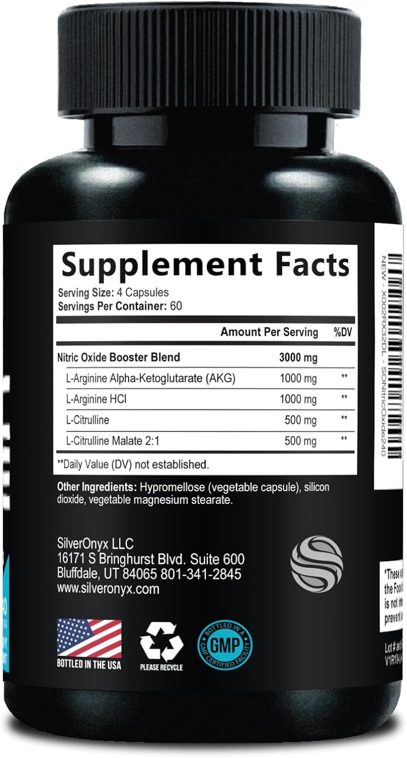 کپسول بتا آلانین SILVERONYX مدل Extra Strength Nitric Oxide، 240 کپسول