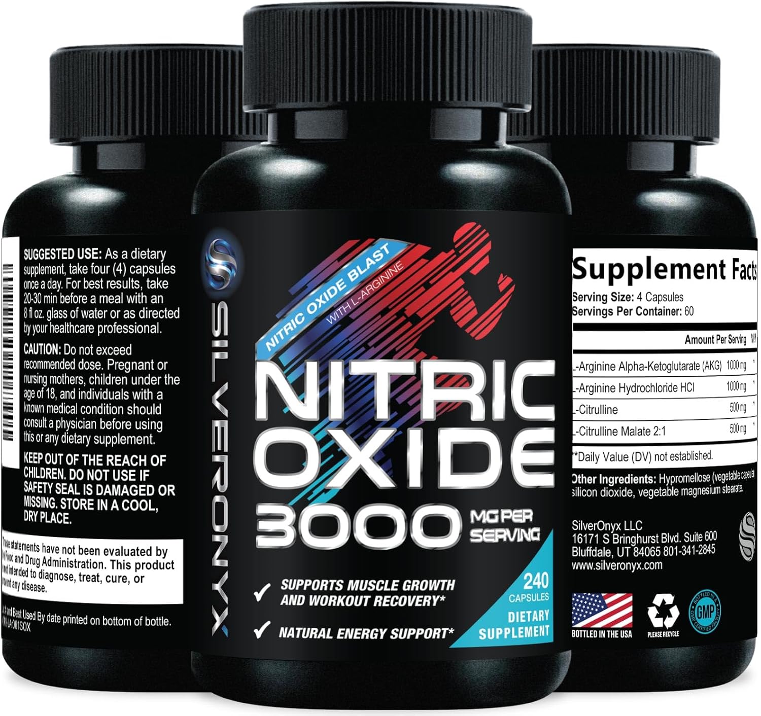 کپسول بتا آلانین SILVERONYX مدل Extra Strength Nitric Oxide، 240 کپسول