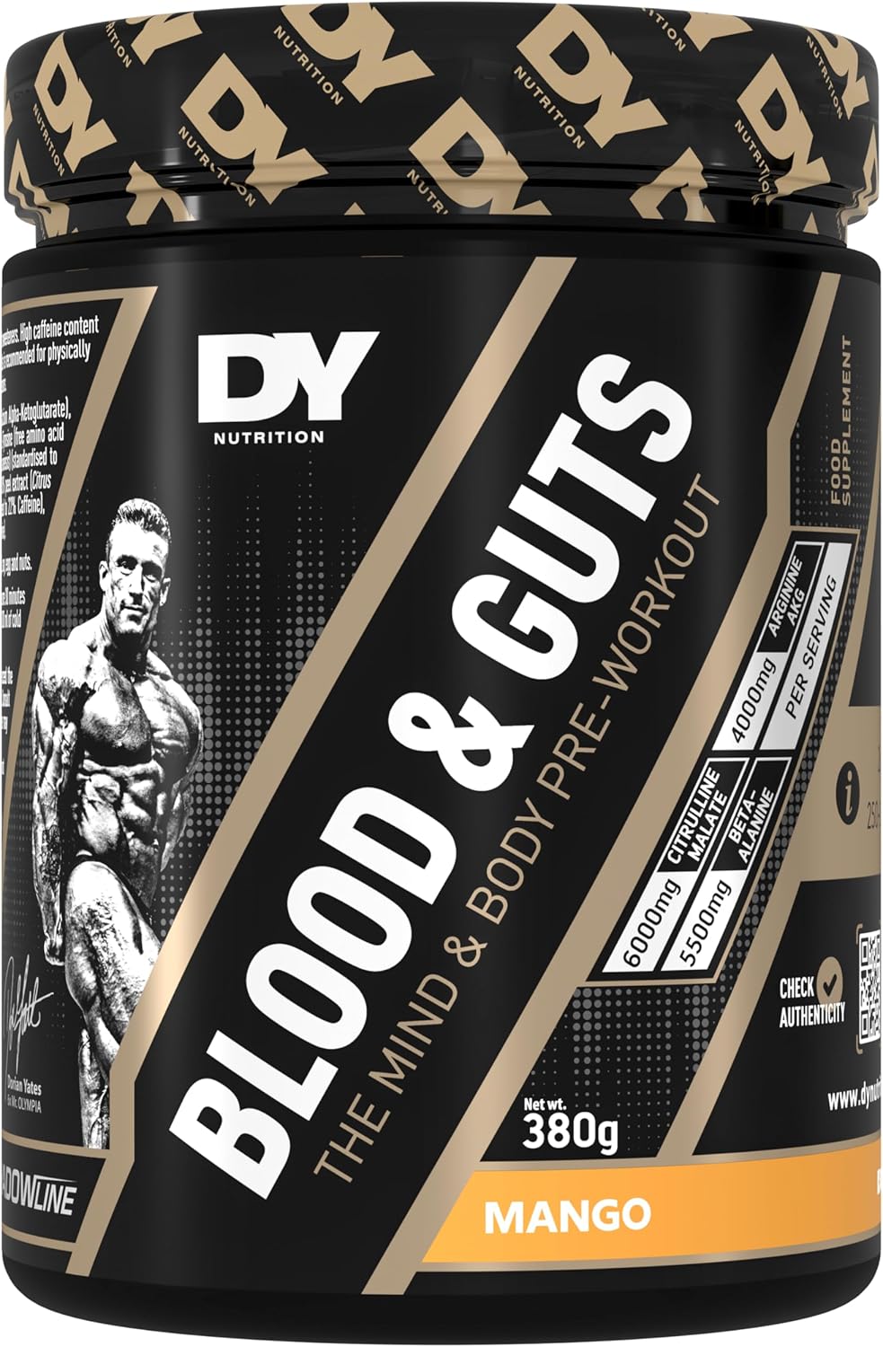 پودر پری‌ورک‌اوت DY Nutrition مدل Blood and Guts، 380 گرم، طعم انبه