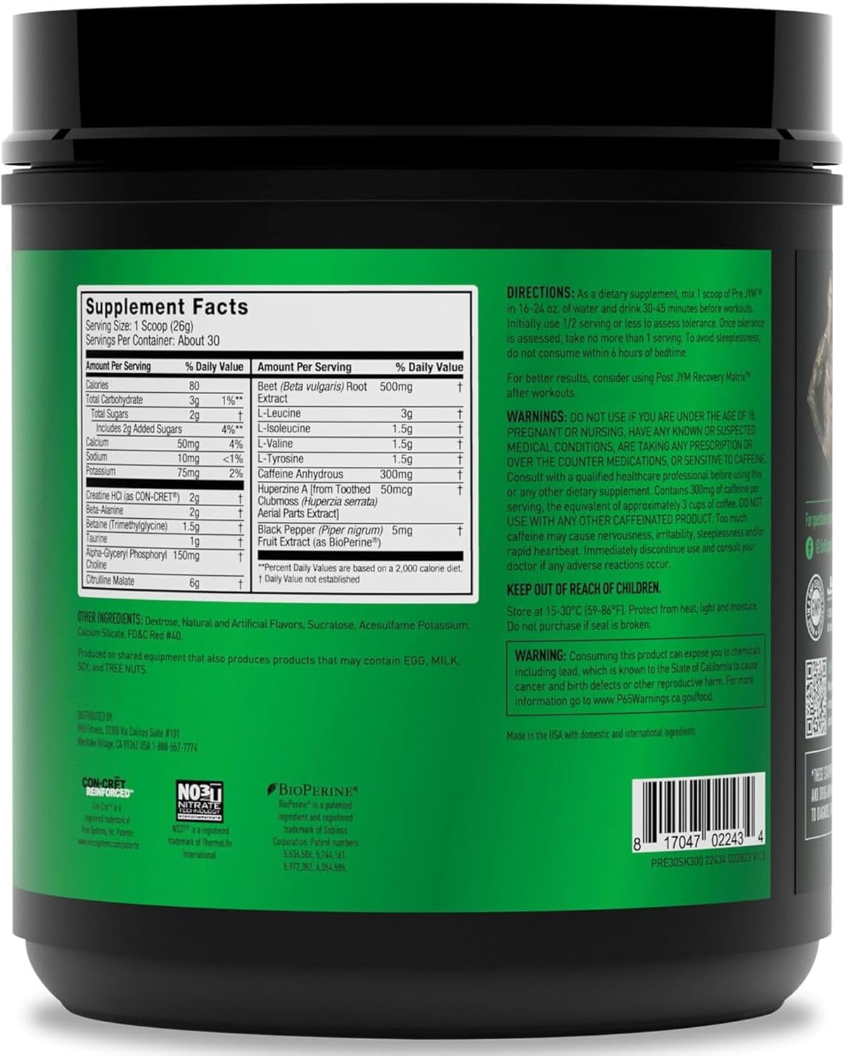 پودر پری‌ورک‌اوت JYM Supplement Science مدل Pre JYM Pineapple Strawberry، 30 سروینگ، طعم توت‌فرنگی