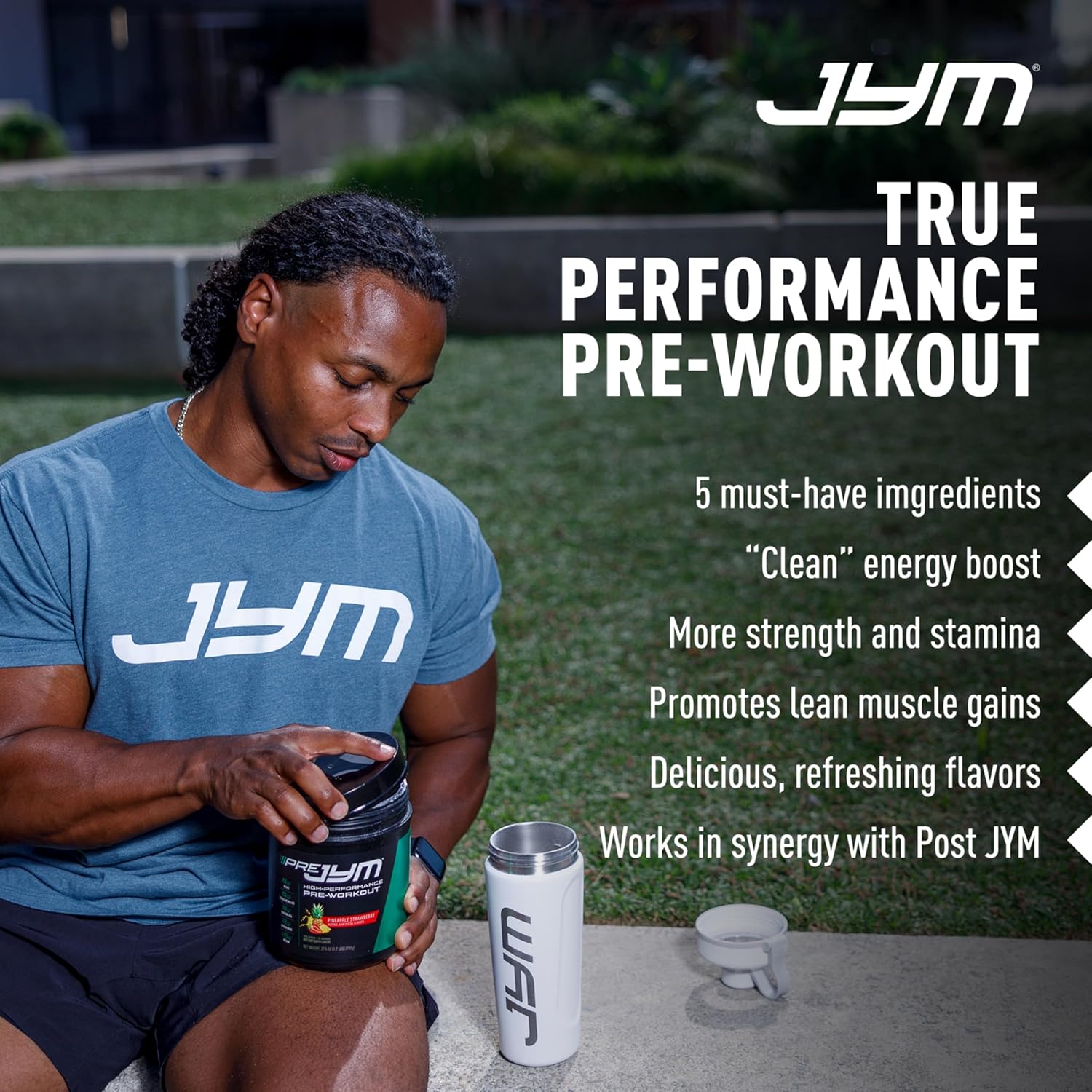 پودر پری‌ورک‌اوت JYM Supplement Science مدل Pre JYM Pineapple Strawberry، 30 سروینگ، طعم توت‌فرنگی