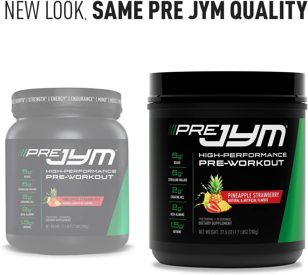 پودر پری‌ورک‌اوت JYM Supplement Science مدل Pre JYM Pineapple Strawberry، 30 سروینگ، طعم توت‌فرنگی