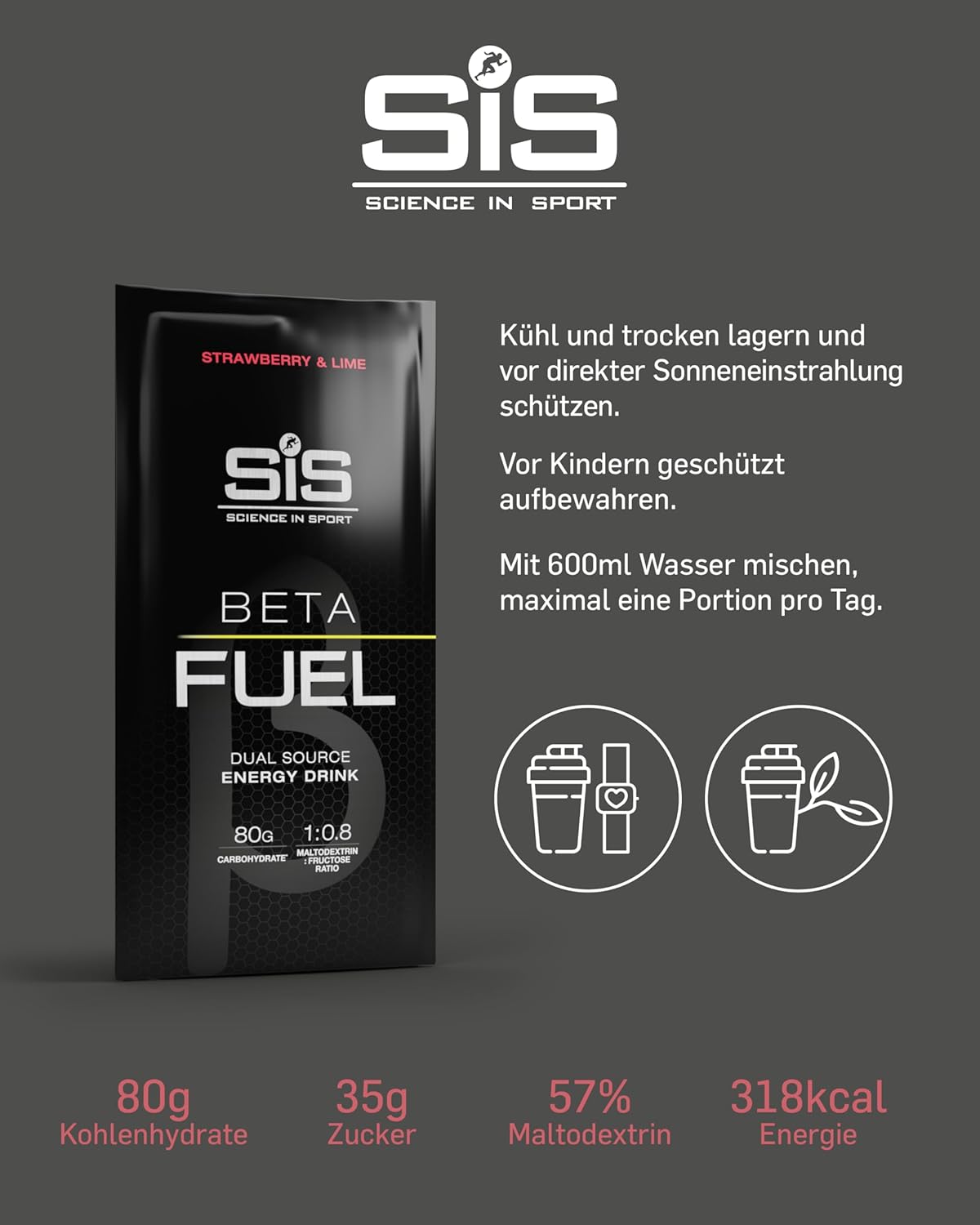 پودر نوشیدنی کربوهیدراتی ساینس این اسپرت مدل Beta Fuel 80، 15 بسته، طعم توت‌فرنگی و لیمو