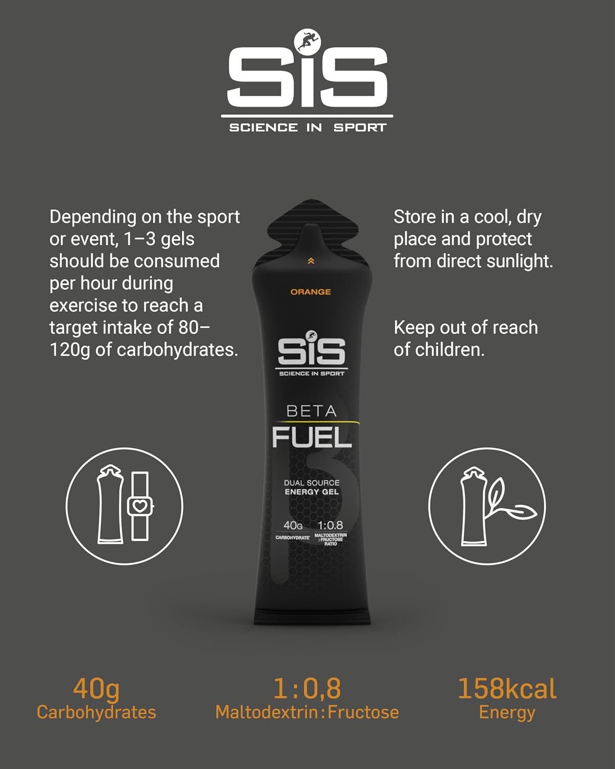 پودر نوشیدنی کربوهیدراتی ساینس این اسپرت مدل Beta Fuel Energy Gels، 6 بسته، طعم پرتقال