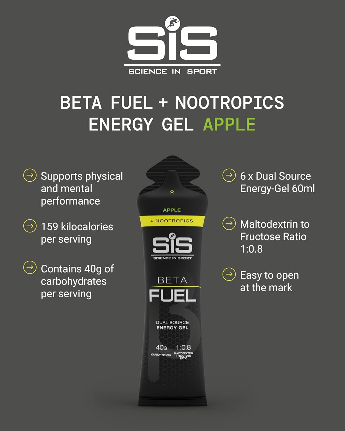 پودر نوشیدنی کربوهیدراتی ساینس این اسپرت مدل Beta Fuel Energy Gels، 6 بسته