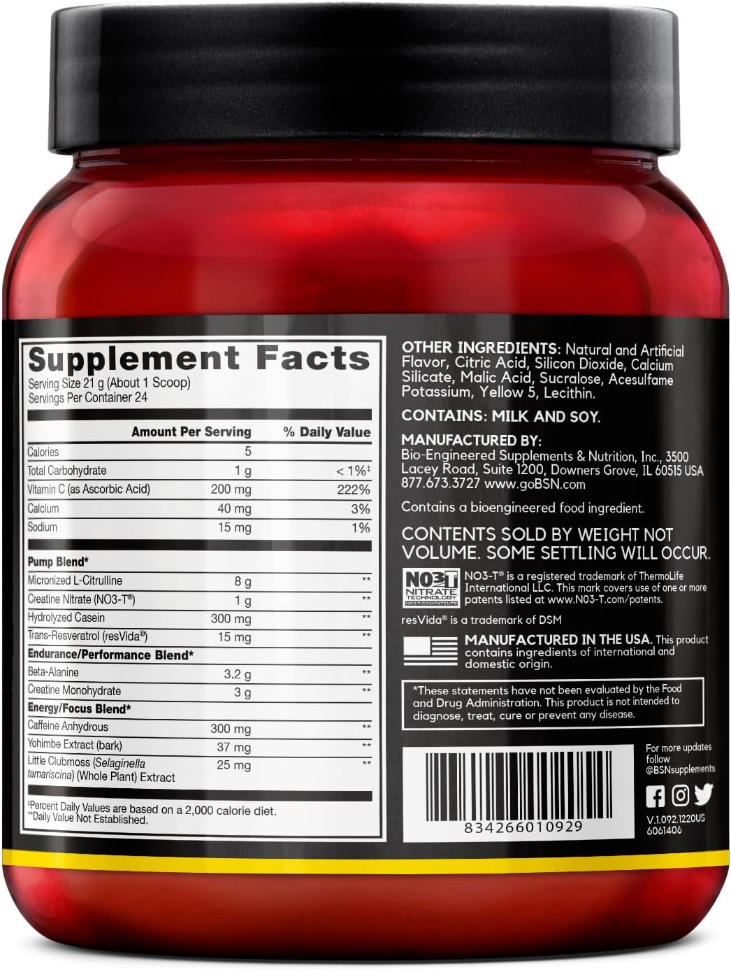 پودر پری‌ورک‌اوت BSN مدل N.O.-XPLODE Vaso، 24 سروینگ، طعم آناناس
