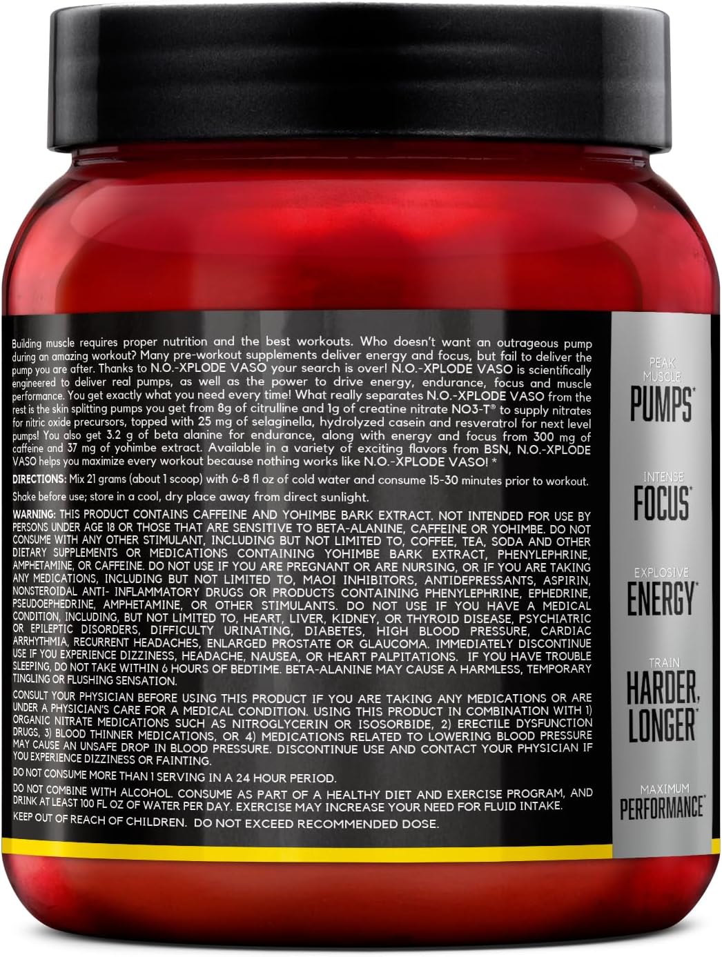 پودر پری‌ورک‌اوت BSN مدل N.O.-XPLODE Vaso، 24 سروینگ، طعم آناناس