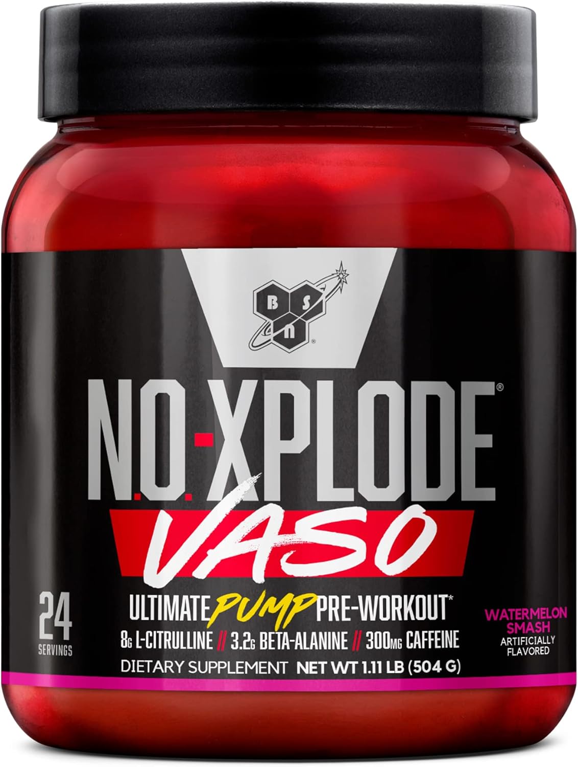 پودر پری‌ورک‌اوت BSN مدل NO-Xplode Vaso Pump، 1.11 پوند، طعم هندوانه