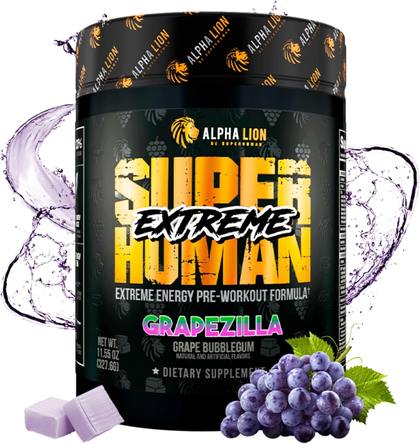 پودر پری‌ورک‌اوت ALPHA LION مدل Superhuman Extreme، 21 سروینگ، طعم انگور