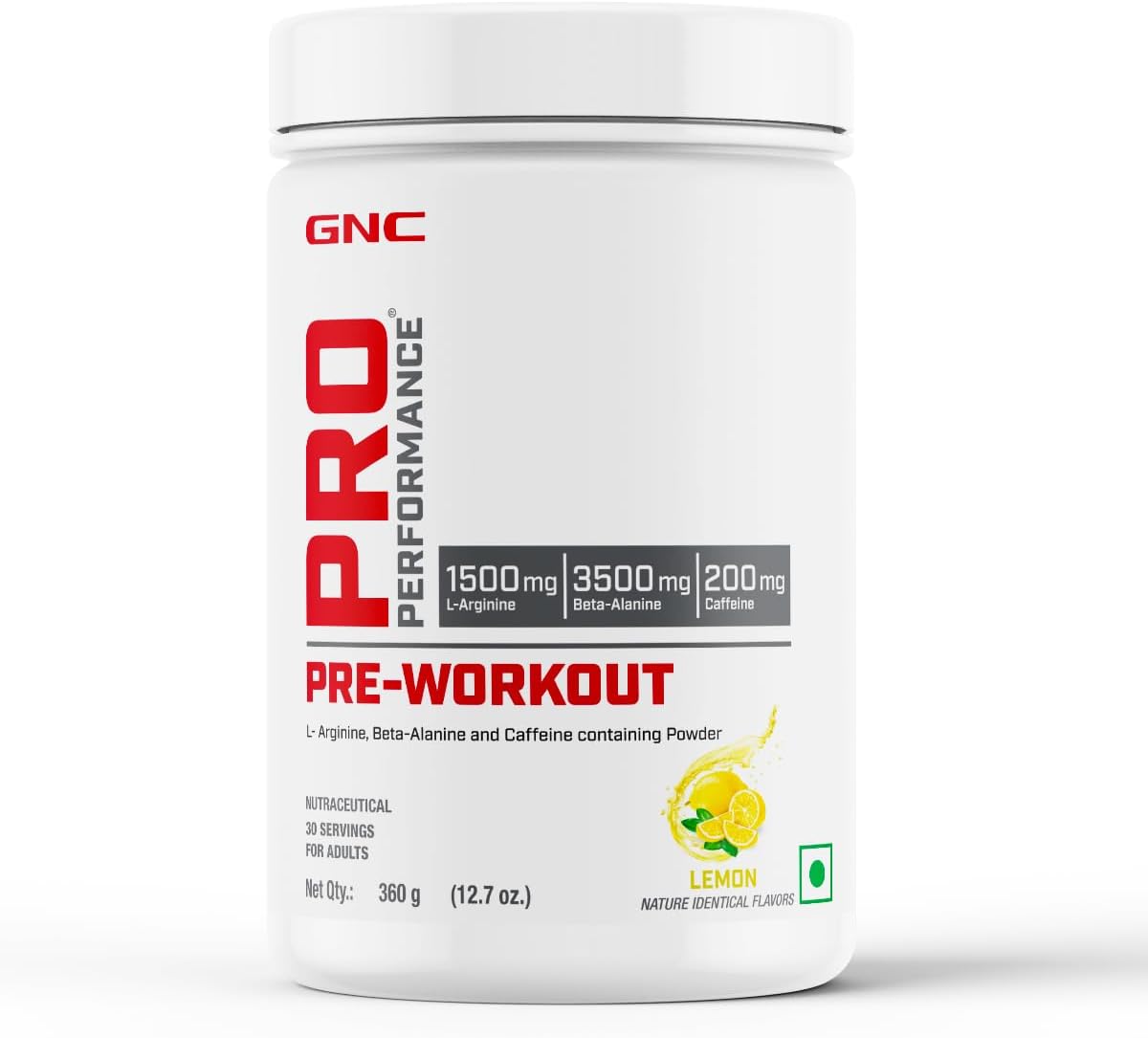 پودر پری‌ورک‌اوت GNC مدل Pro Performance، 360 گرم، 30 سروینگ، طعم لیمو