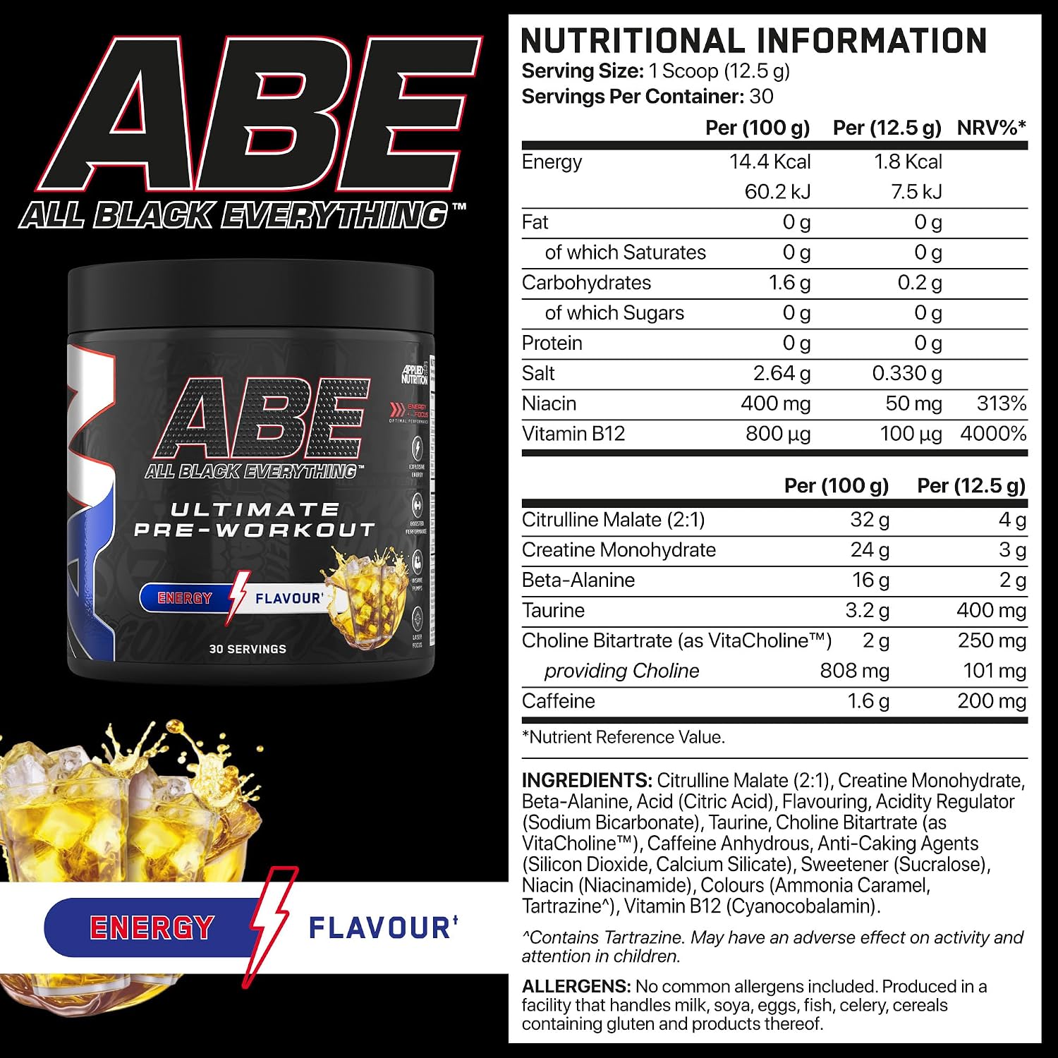 پودر پری‌ورک‌اوت اپلاید نوتریشن مدل Bundle ABE، 315 گرم