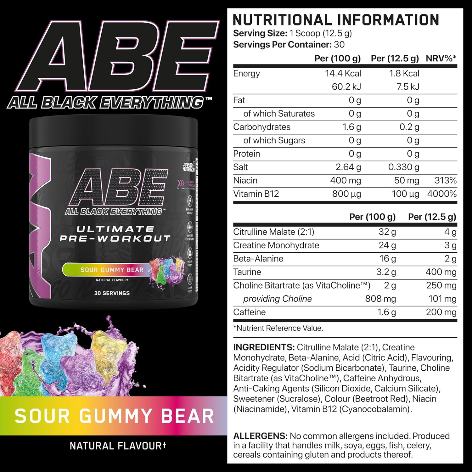 پاستیل بتا آلانین اپلاید نوتریشن مدل Bundle ABE، 315 گرم