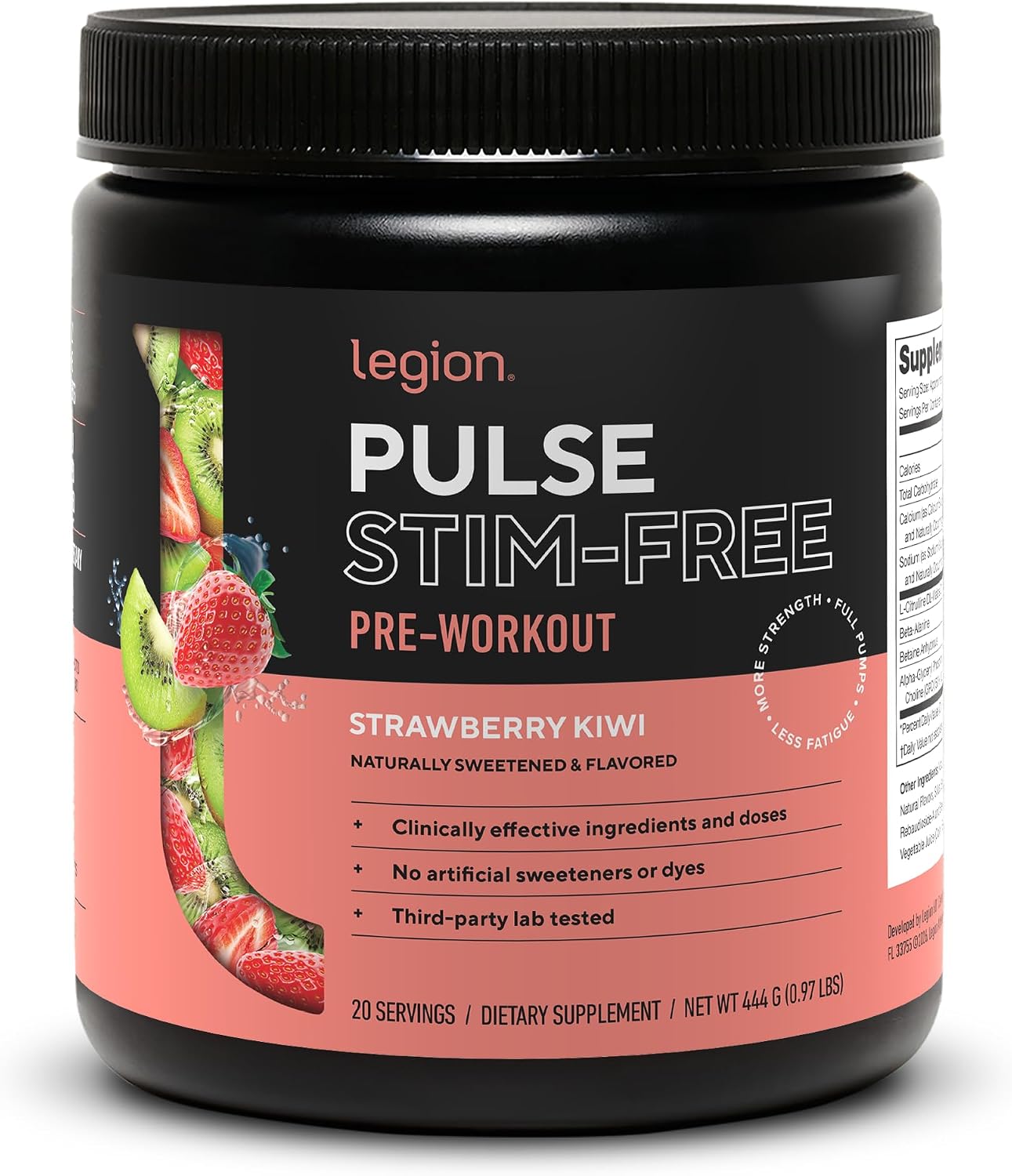 نوشیدنی پری‌ورک‌اوت لژیون مدل Pulse، طعم توت‌فرنگی و کیوی