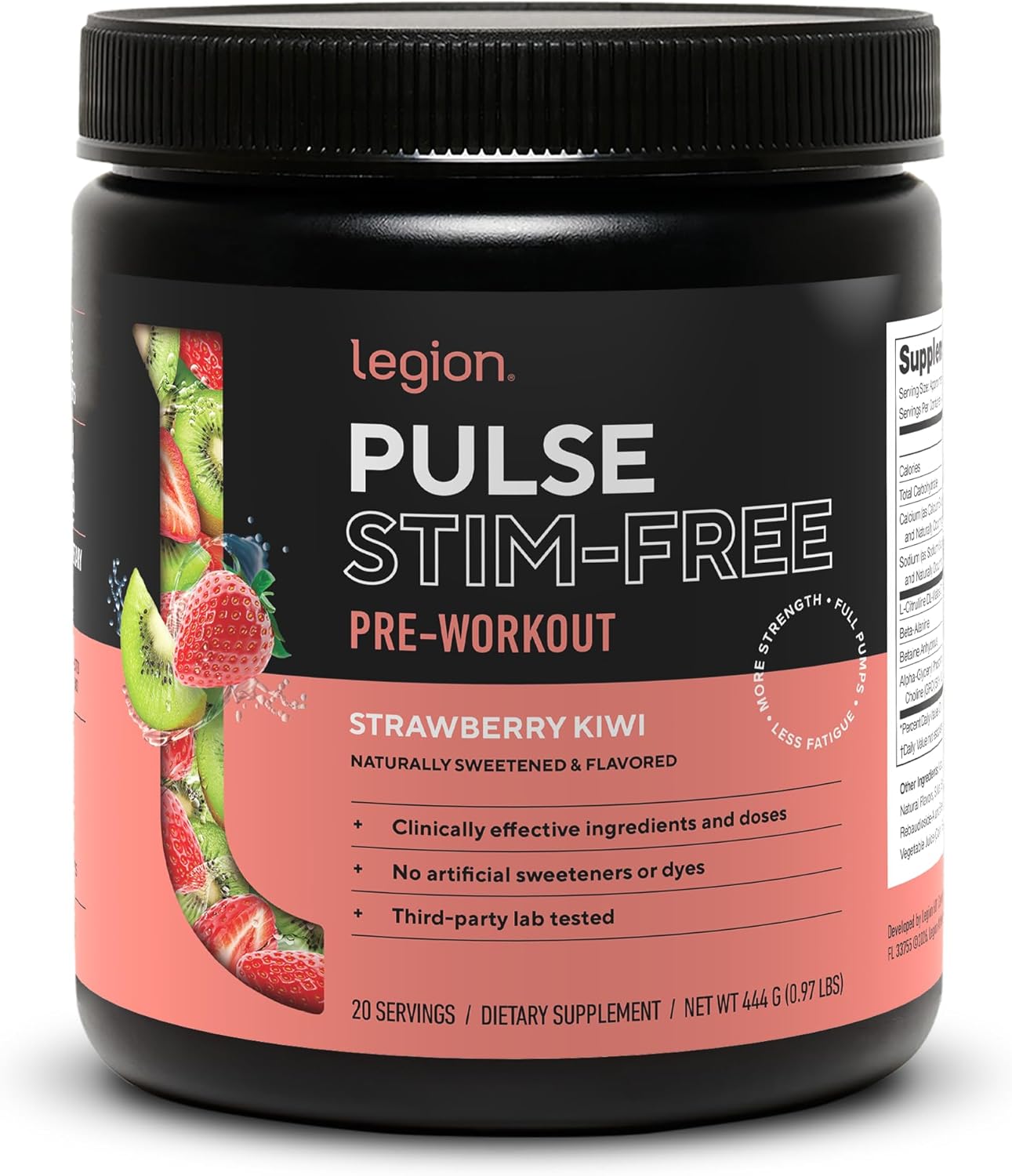 نوشیدنی پری‌ورک‌اوت لژیون مدل Pulse، طعم توت‌فرنگی و کیوی