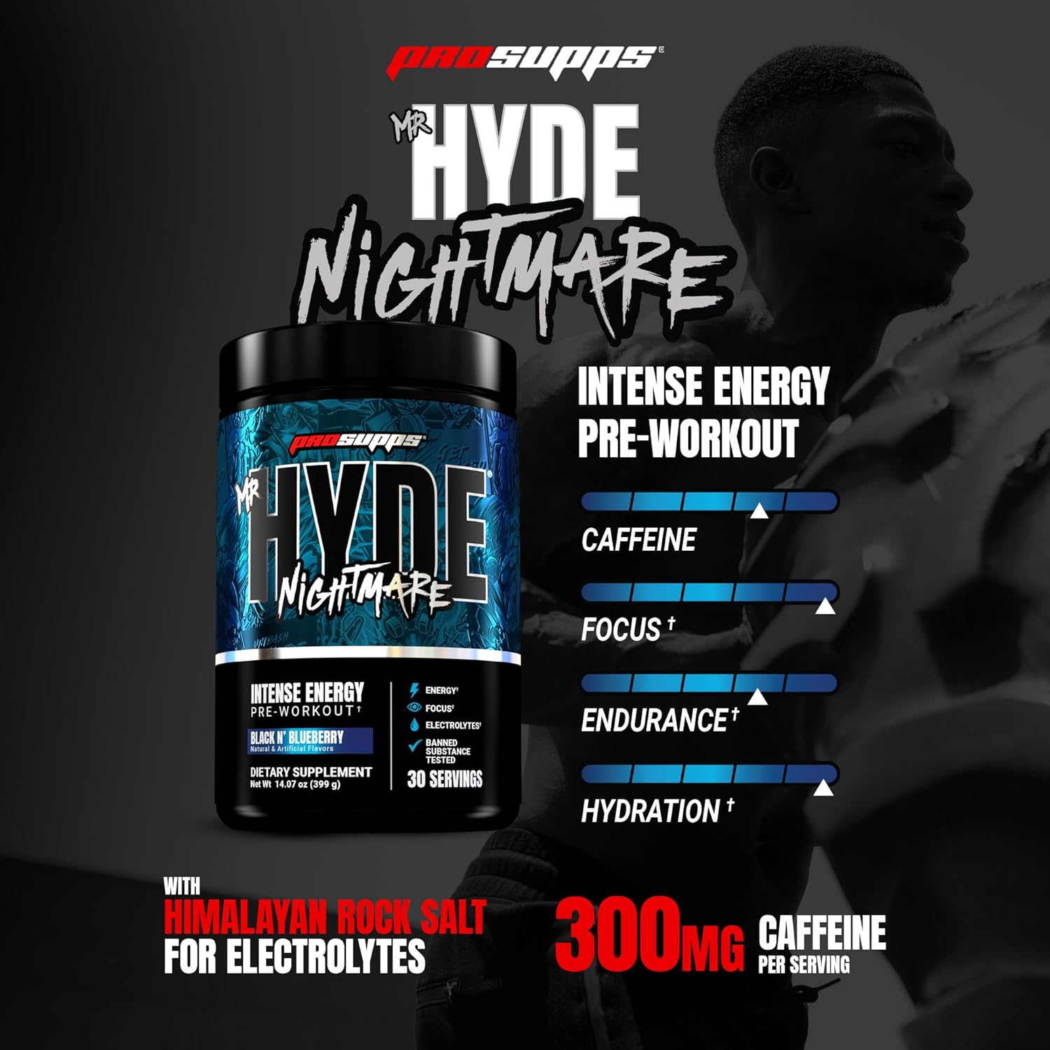 نوشیدنی پری‌ورک‌اوت پروساپس مدل Hyde Nightmare، 30 سروینگ، طعم بری