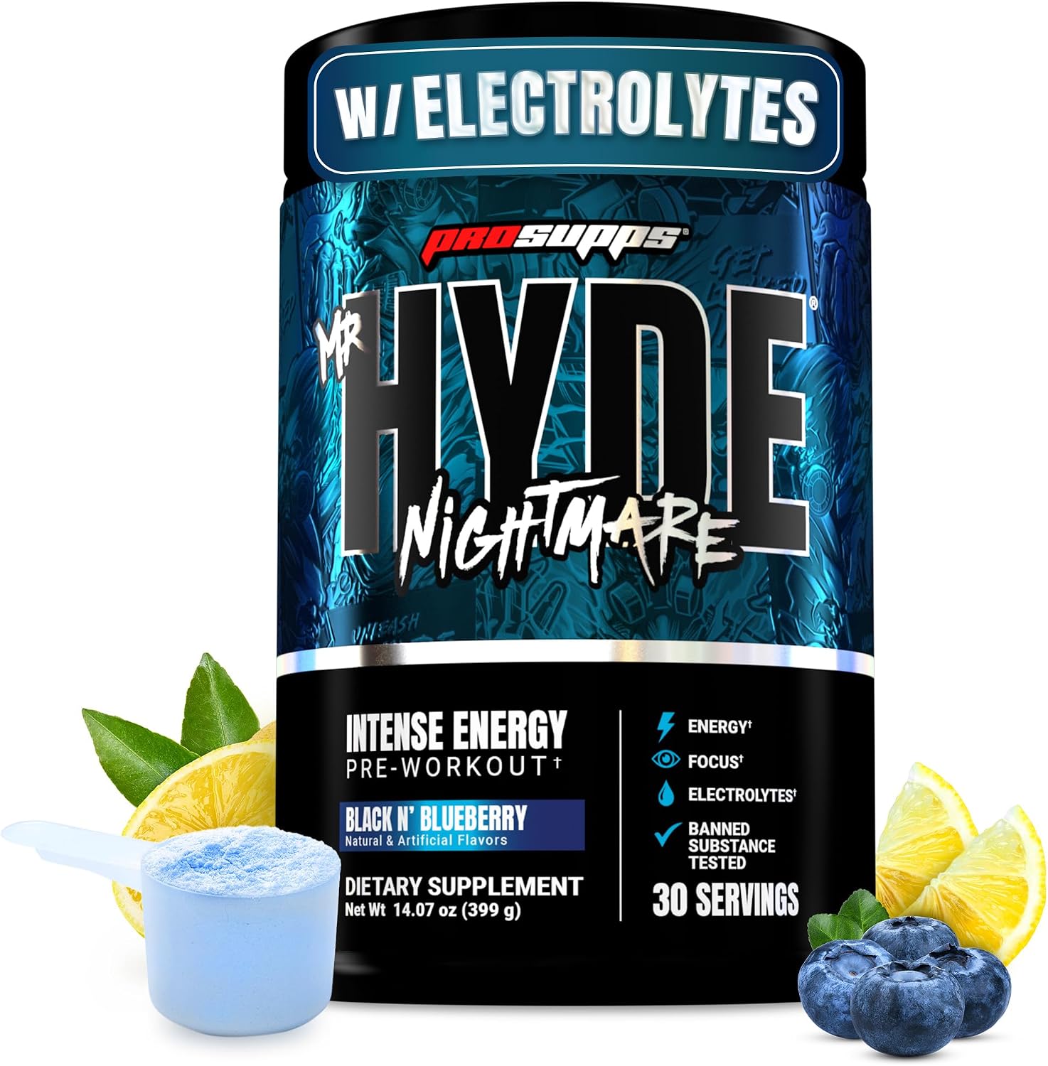 نوشیدنی پری‌ورک‌اوت پروساپس مدل Hyde Nightmare، 30 سروینگ، طعم بری