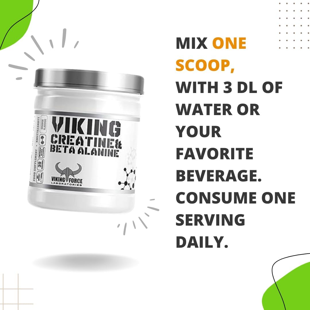 پودر بتا آلانین وایکینگ فورس مدل Creatine and، 300 گرم، 30 سروینگ