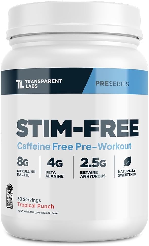 پودر پری‌ورک‌اوت ترنسپرنت لبز مدل Stim-Free، 30 سروینگ