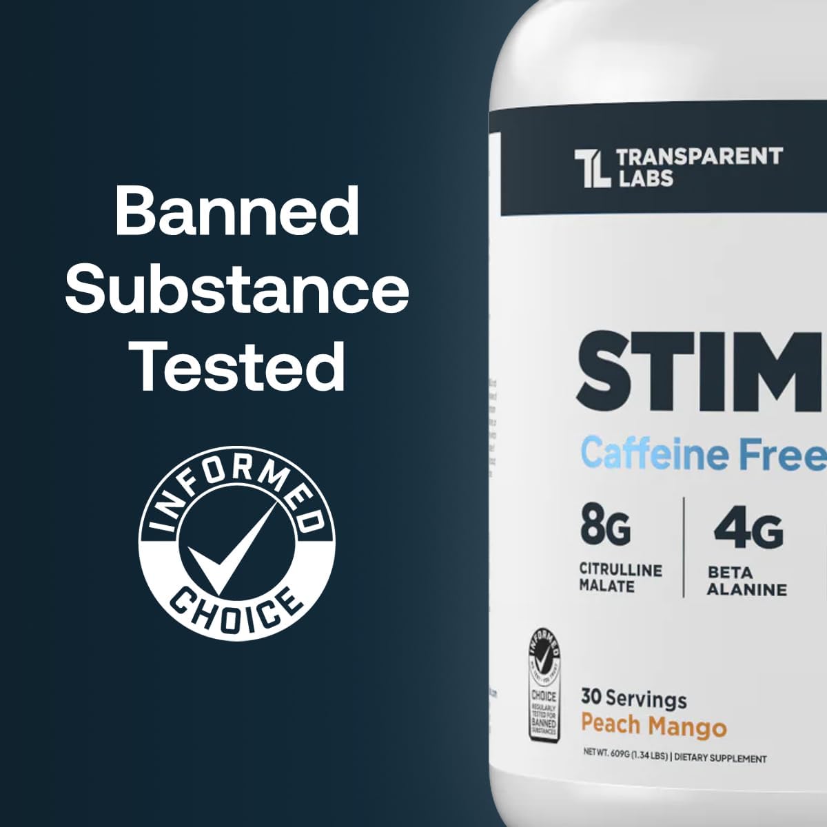پودر پری‌ورک‌اوت ترنسپرنت لبز مدل Stim-Free، 30 سروینگ