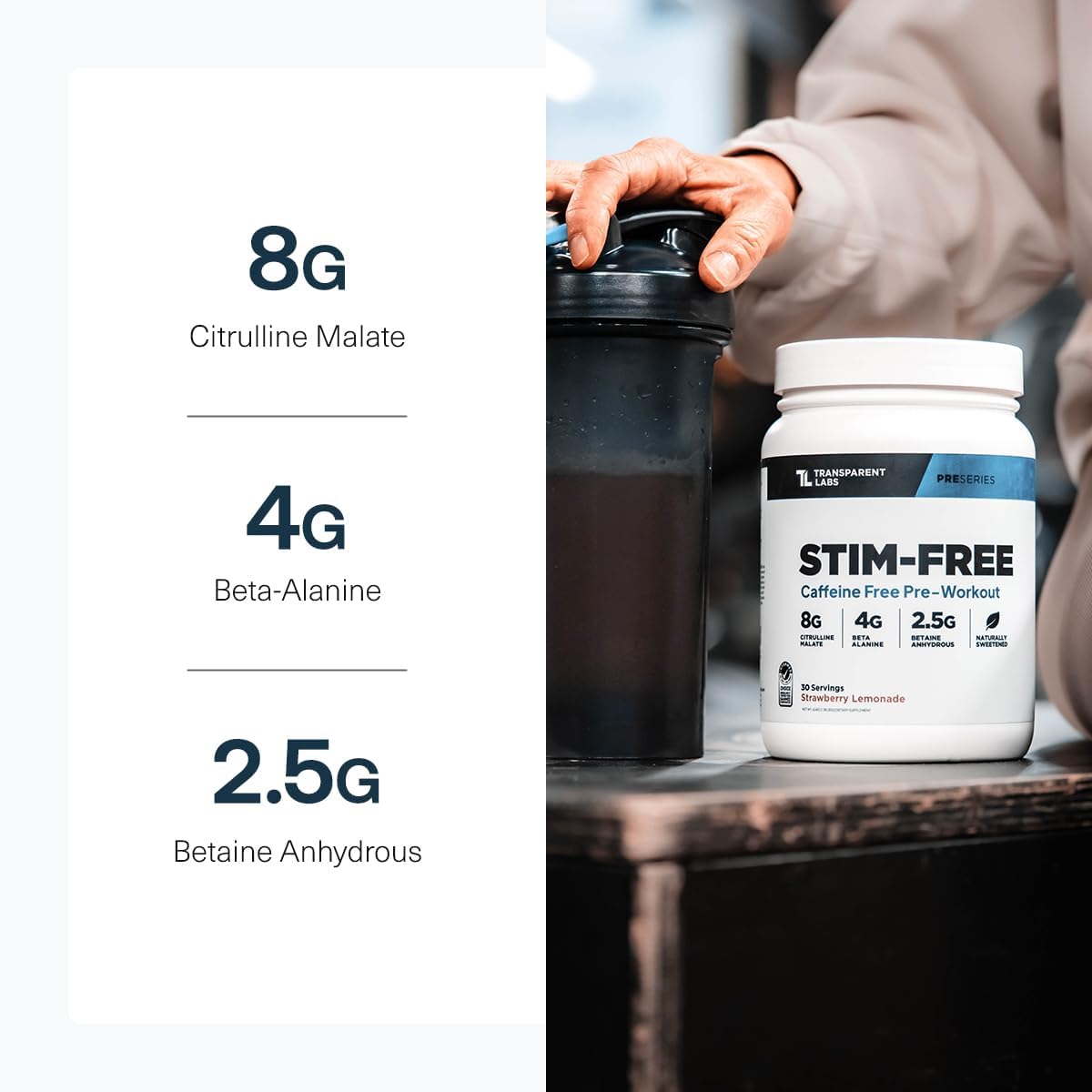 پودر پری‌ورک‌اوت ترنسپرنت لبز مدل Stim-Free، 30 سروینگ
