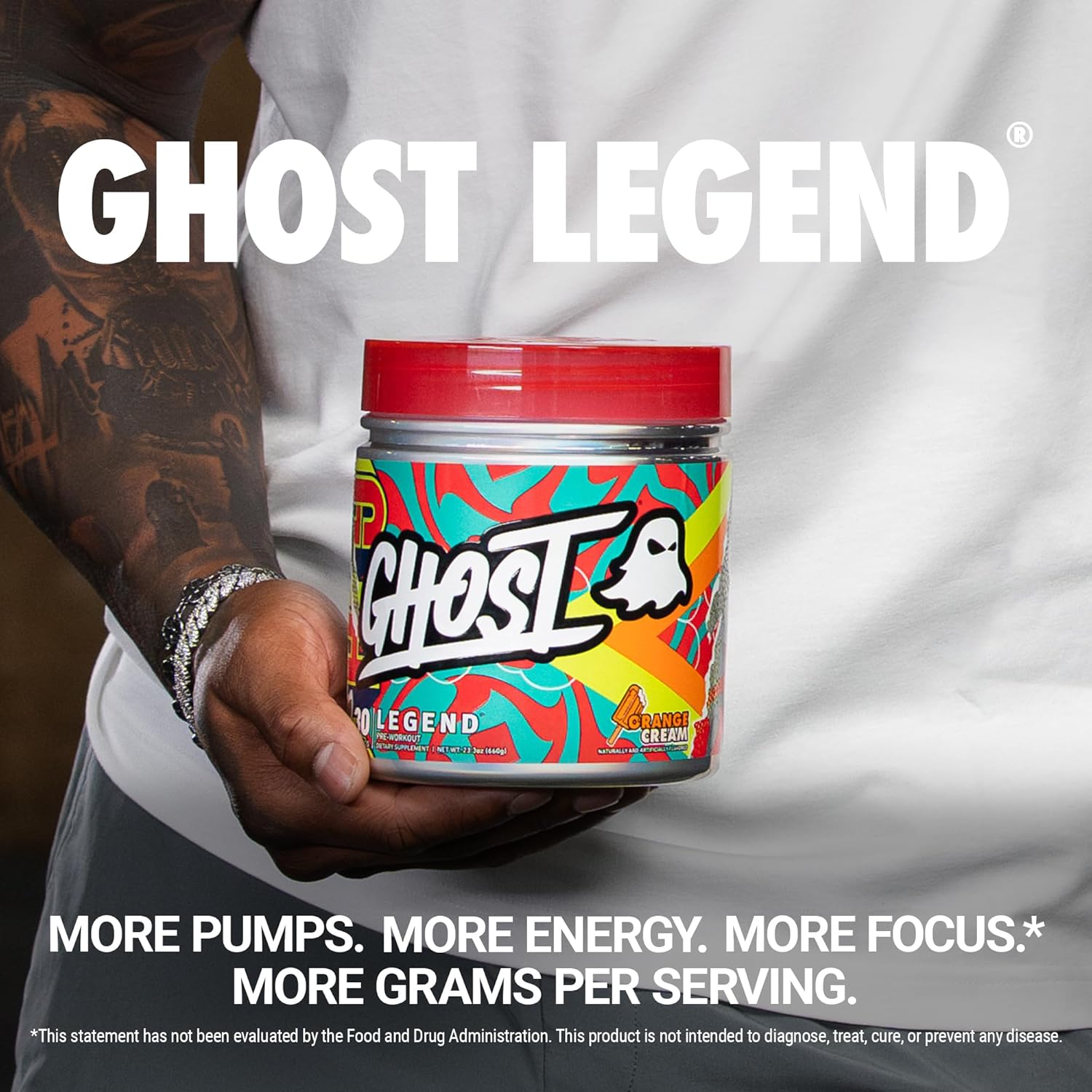 پودر پری‌ورک‌اوت گوست مدل (GH) LEGEND V4 30 SERVE ORANGE CREAM، طعم پرتقال