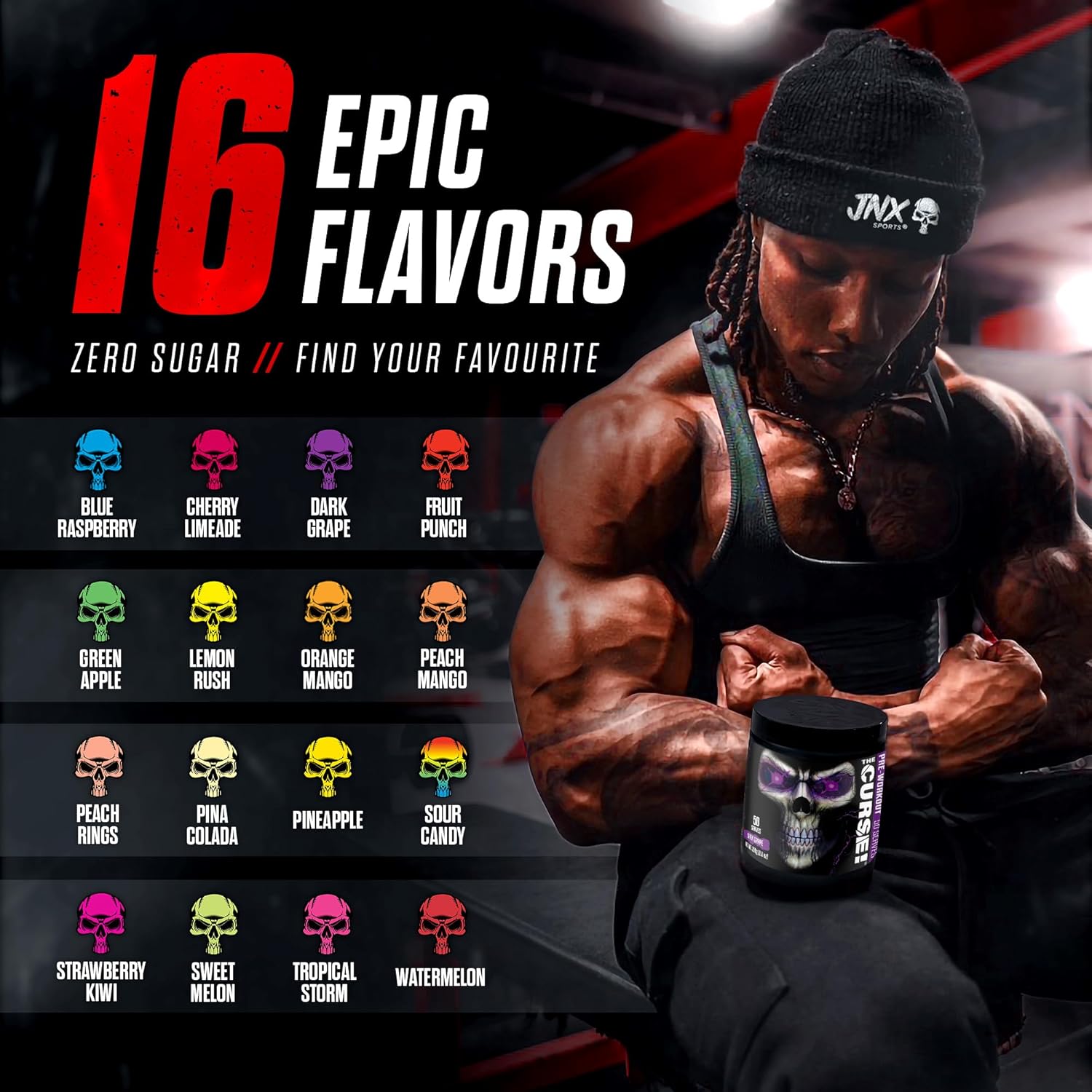 پودر پری‌ورک‌اوت JNX SPORTS مدل The !، 50 سروینگ، طعم Boost Energy