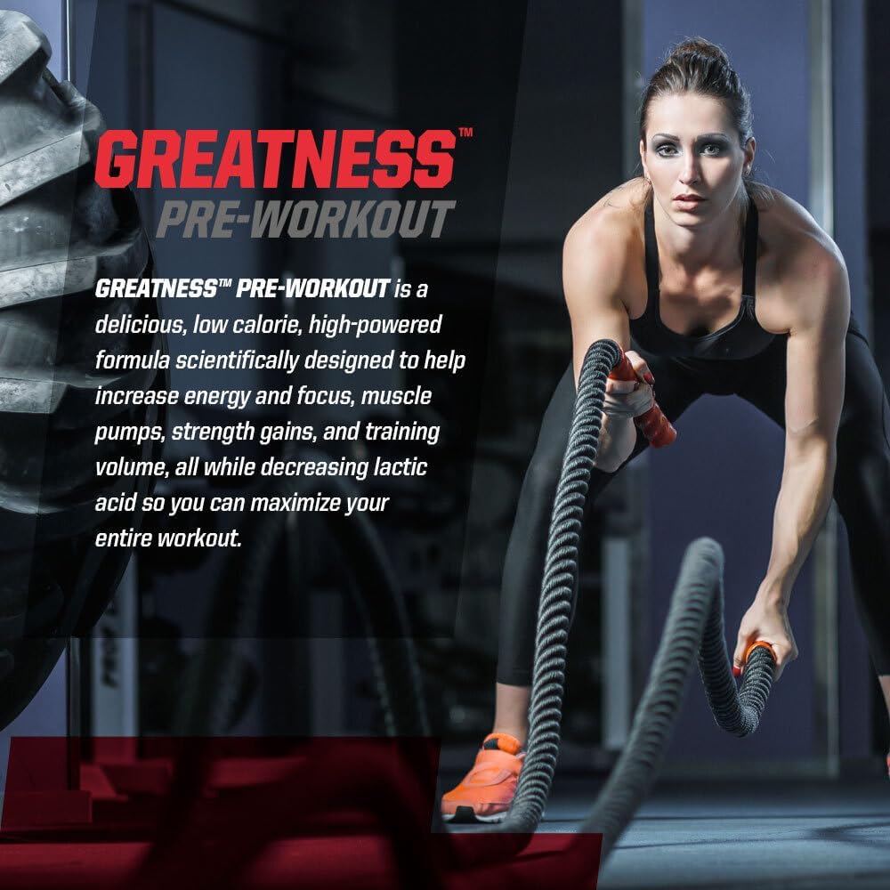 پودر پری‌ورک‌اوت Undefined Nutrition مدل Greatness، 30 سروینگ، طعم تمشک آبی