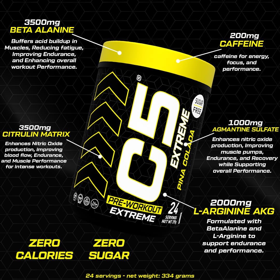پودر پری‌ورک‌اوت C5 مدل Extreme، 24 سروینگ