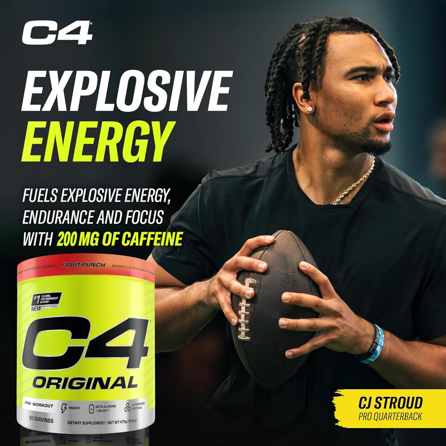 پودر پری‌ورک‌اوت سلکور مدل C4 Original، 50 سروینگ، طعم پانچ میوه
