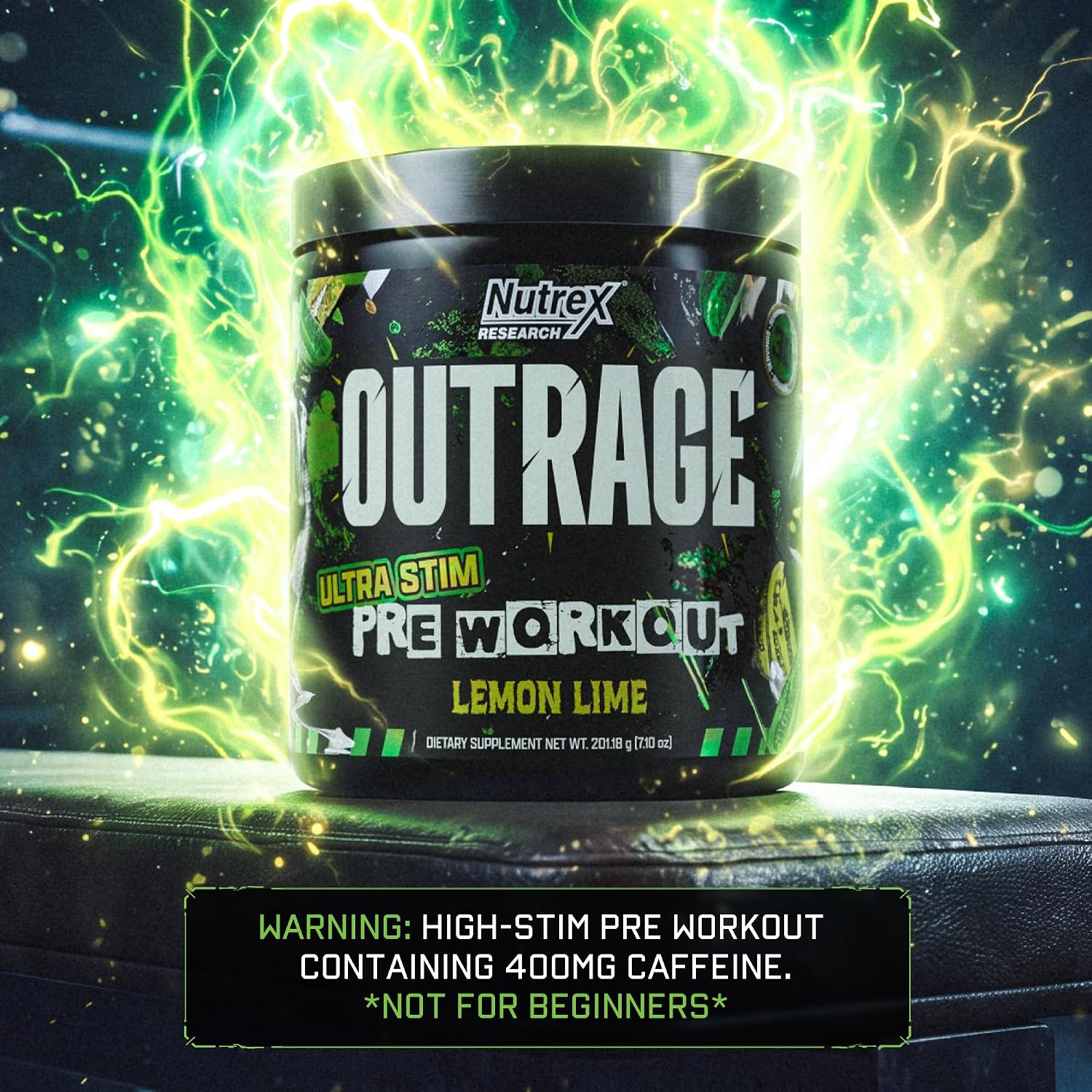 پودر پری‌ورک‌اوت Nutrex Research مدل Outrage Ultra HIGH STIM، 30 سروینگ، طعم لیمو و لیموترش