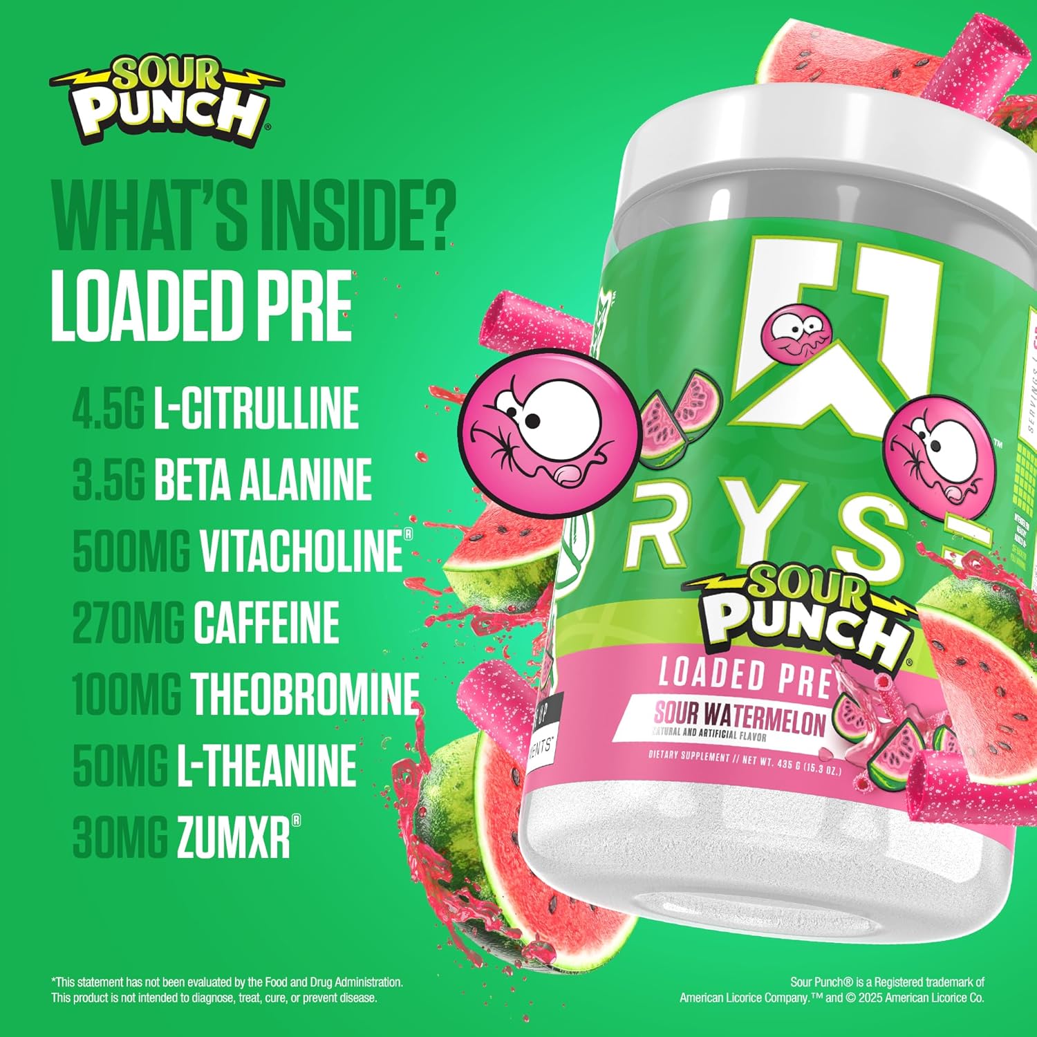 پودر پری‌ورک‌اوت رایز مدل RYSE Loaded، طعم هندوانه