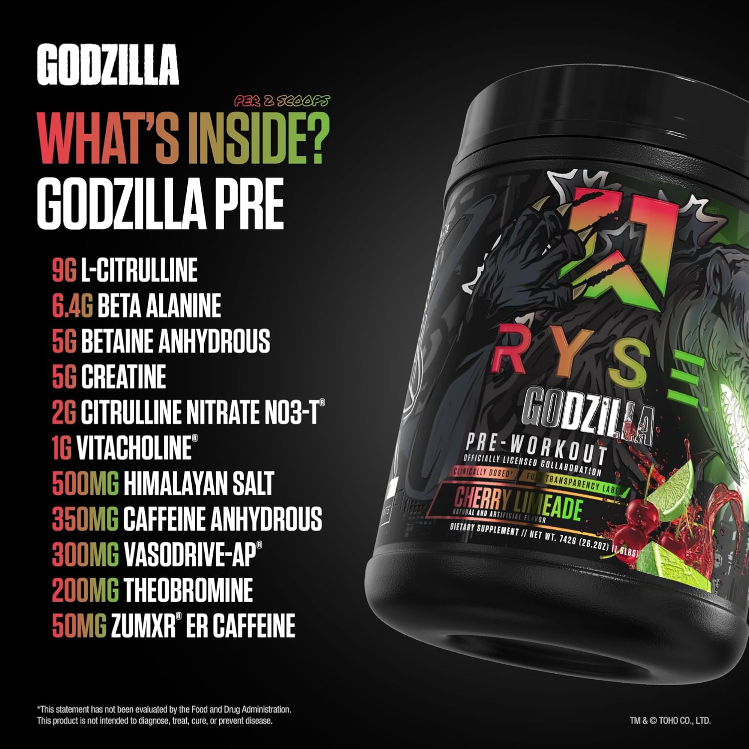 پودر پری‌ورک‌اوت رایز مدل RYSE Godzilla X Noel Deyzel، طعم لیموترش