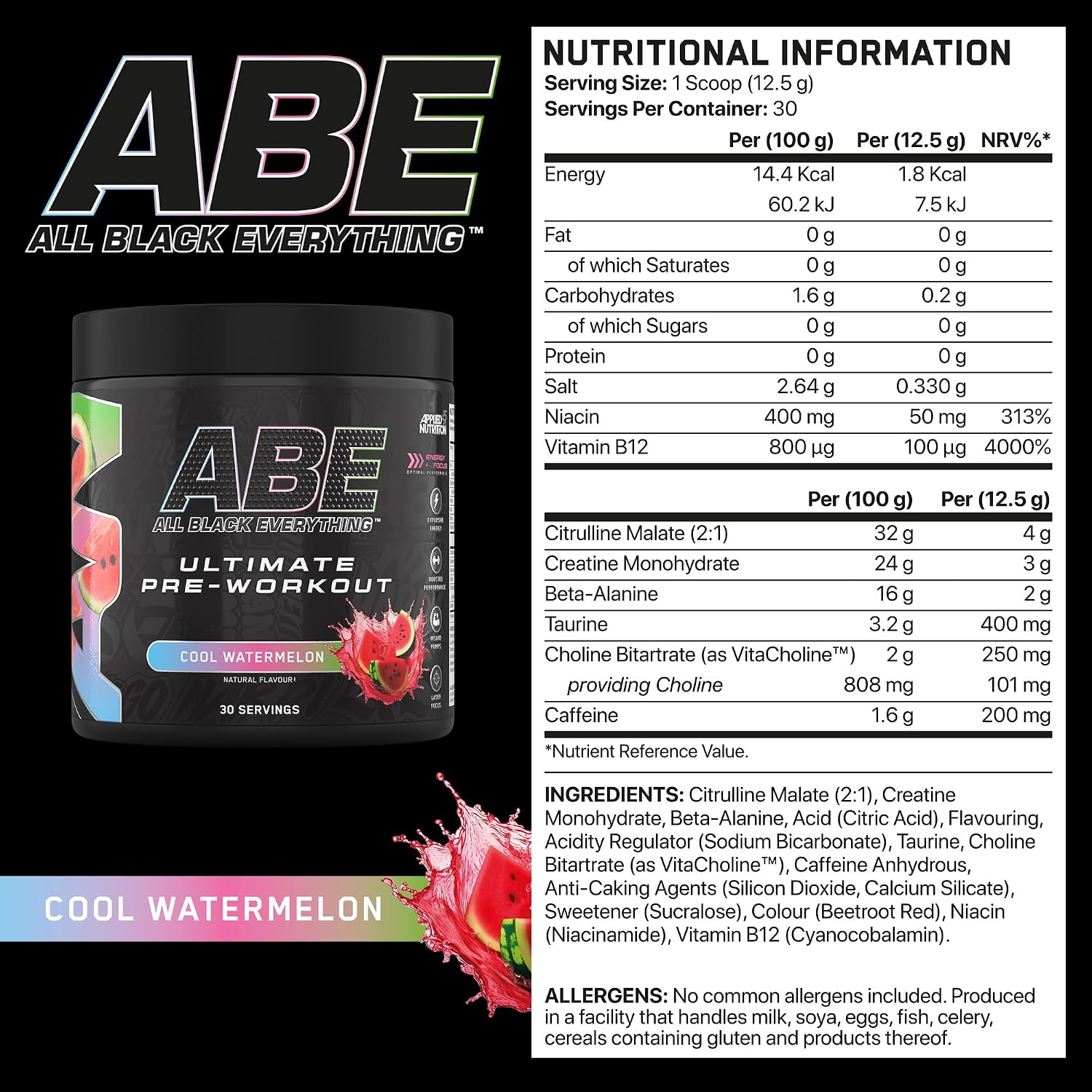 پودر پری‌ورک‌اوت اپلاید نوتریشن مدل Bundle ABE، 315 گرم، طعم هندوانه