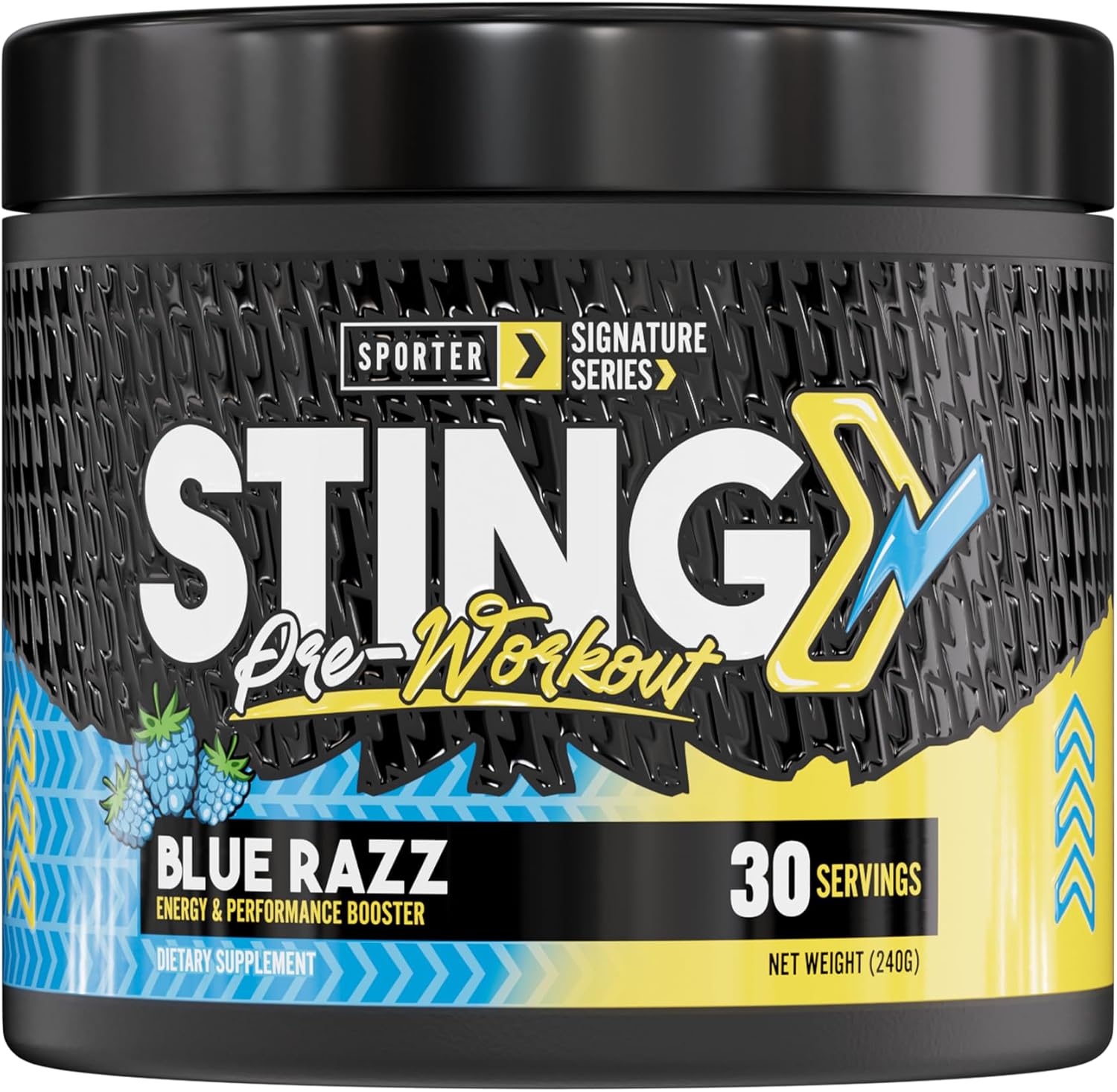 پودر پری‌ورک‌اوت SPORTER مدل Sting، 240 گرم، طعم تمشک آبی