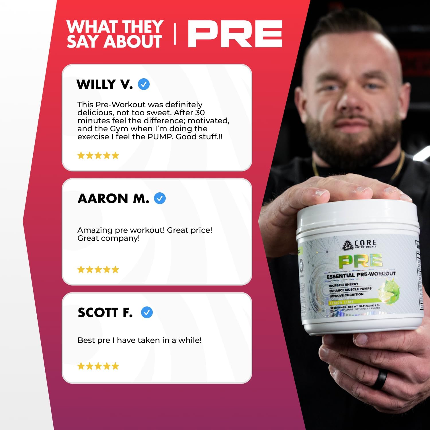 پودر پری‌ورک‌اوت Core Nutritionals، 30 سروینگ، طعم بری